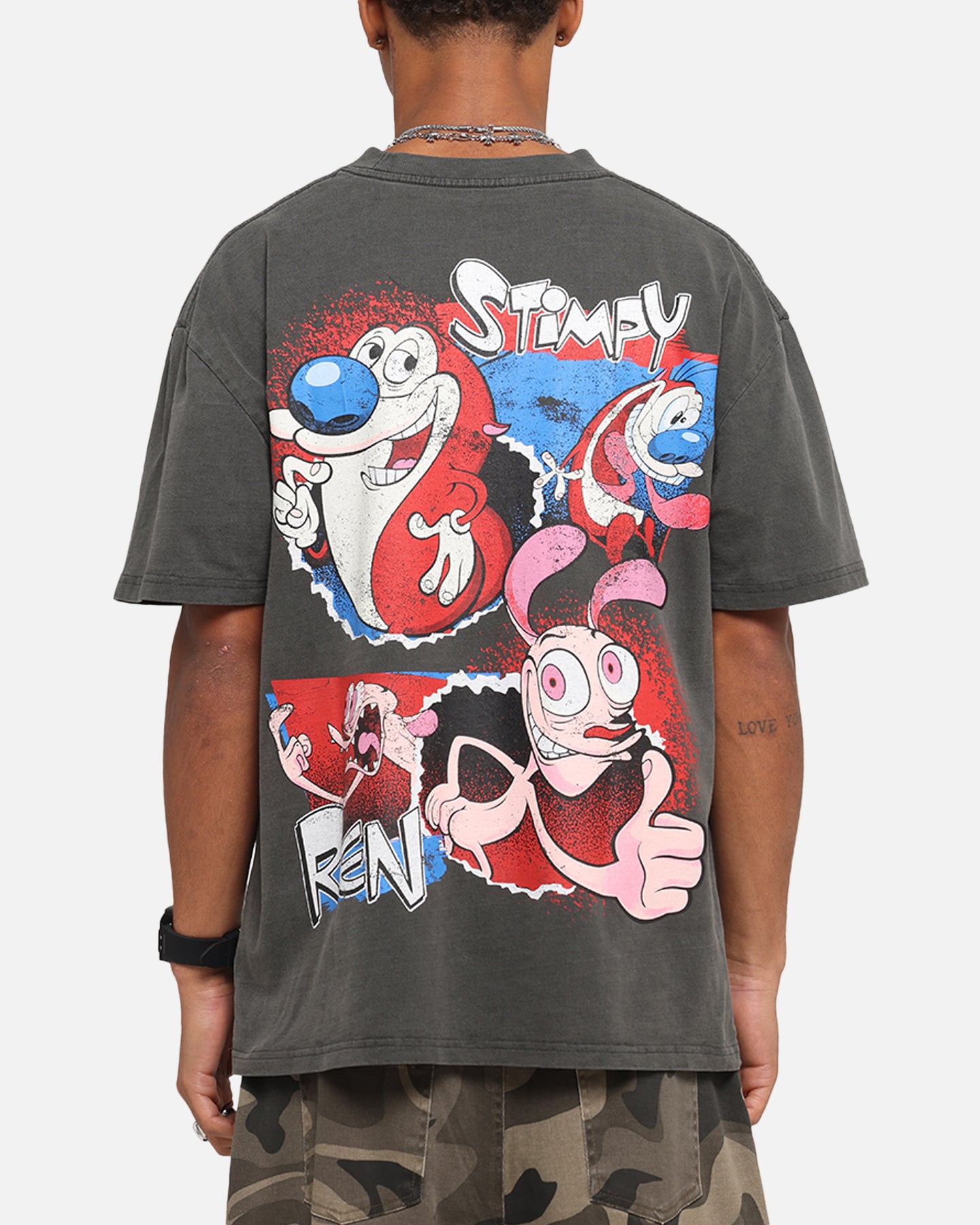American Thrift X Nickelodeon Ren And Stimpy Heavy T-Shirt Black Wash、mySite、zt4zffjzw