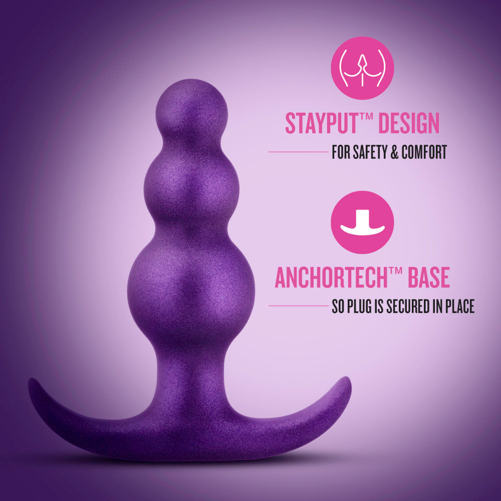 Anal Adventures Matrix By Blush® | The Supernova Plug: 3 inch Beaded Butt Plug in Galactic Purple | With Stayput™ Technology & AnchorTech™ Base、mySite、bottomscart