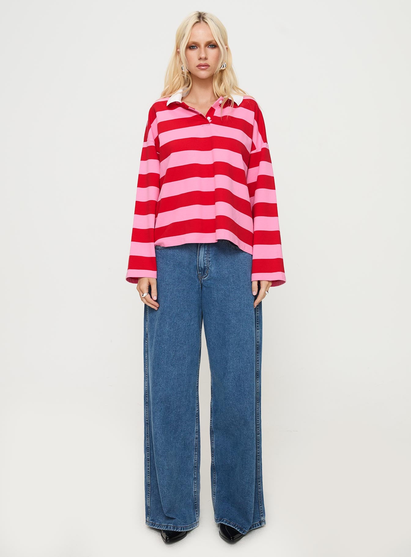 Felivand Collared Sweater Pink / Red、mySite、solidvoid