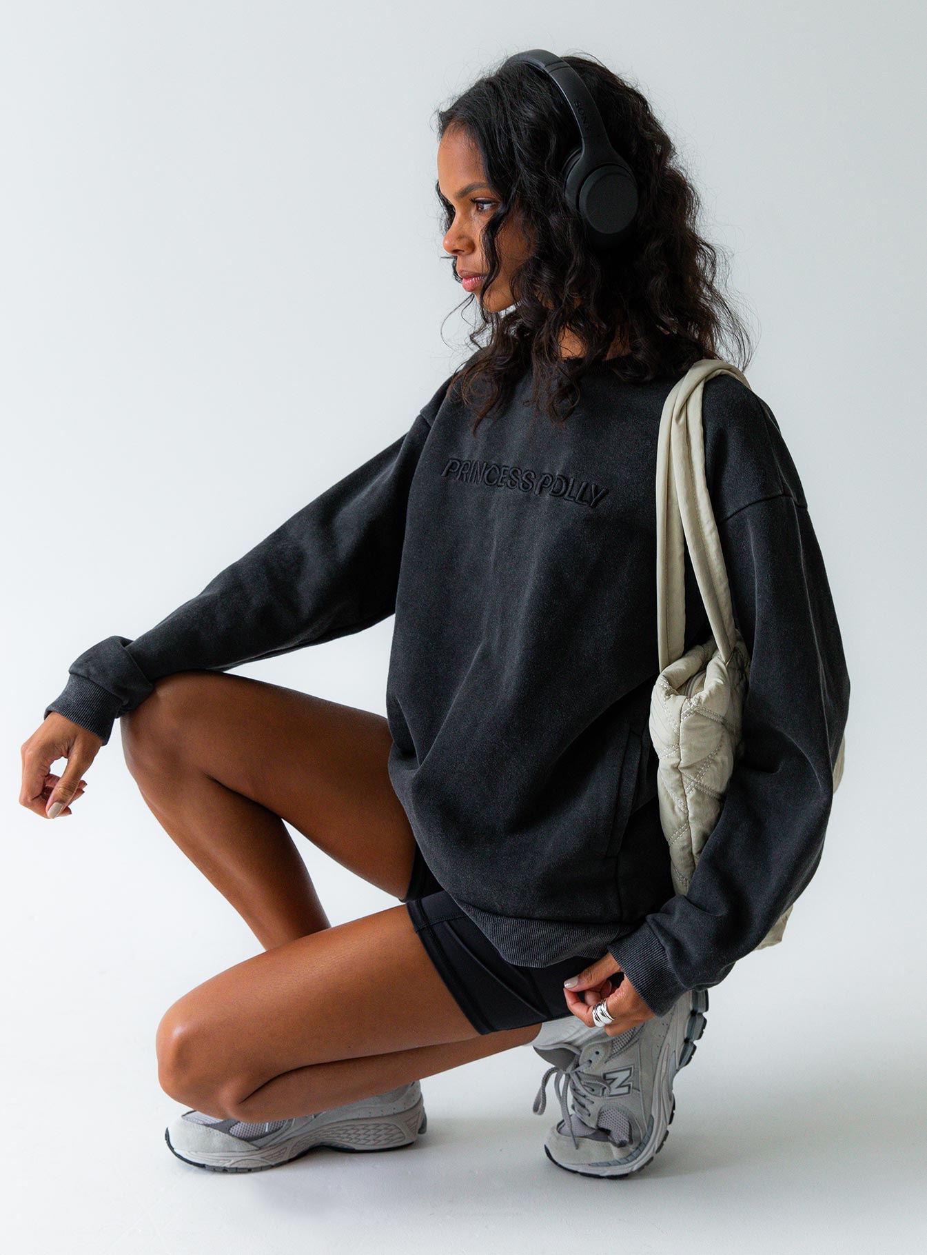 Fearlessness Activewear Crew Neck Sweatshirt Black、mySite、solidvoid