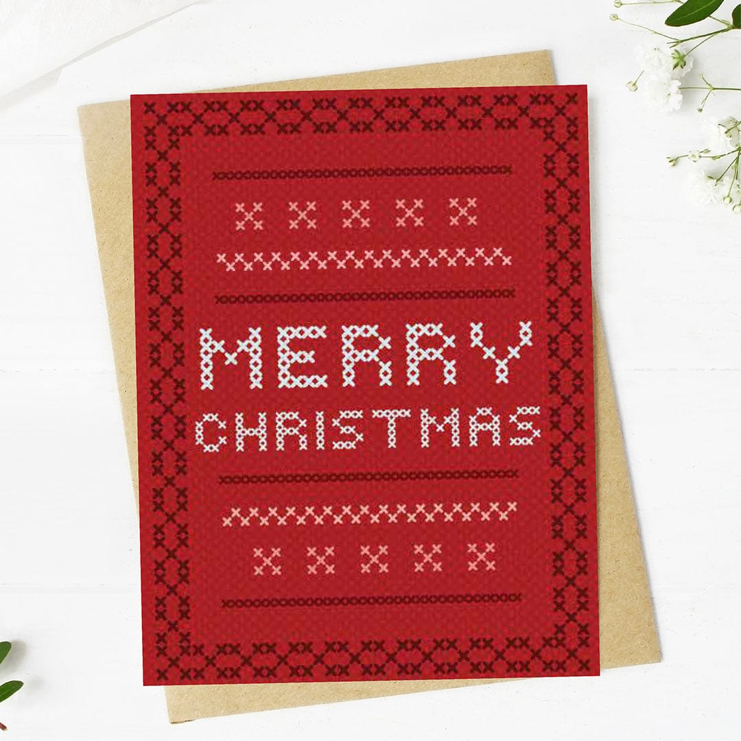  Merry Christmas Knit Pattern Holiday Card、mySite、ghnorth