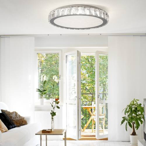 Crystal LED Ceiling Light, 19.7-Inch Flush Mount, 45W Dimmable Modern Fixture, Energy-Saving, Perfect for Living Room, Bedroom, Kitchen、、eastwooduniform