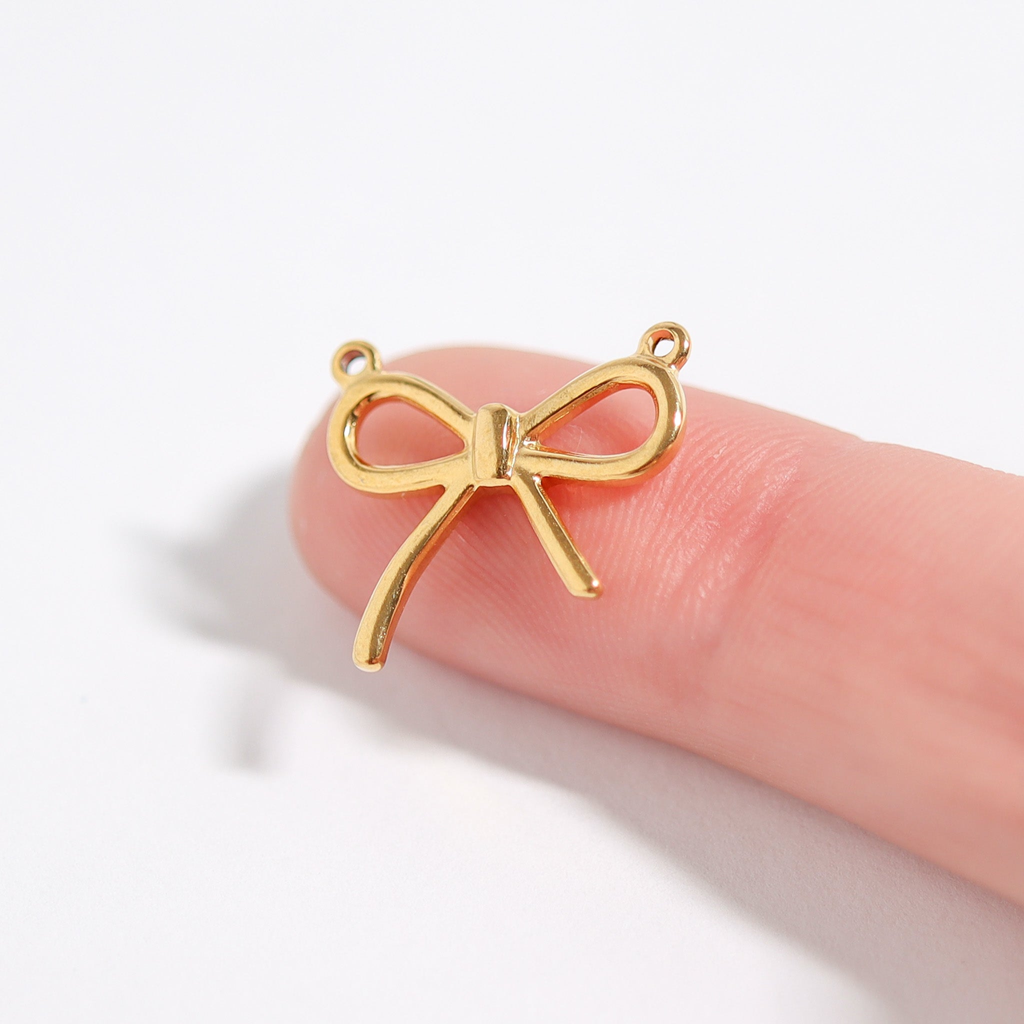 18K Gold PVD Stainless Steel Bow Connector Charm / PDL0142、mySite、dreamappss