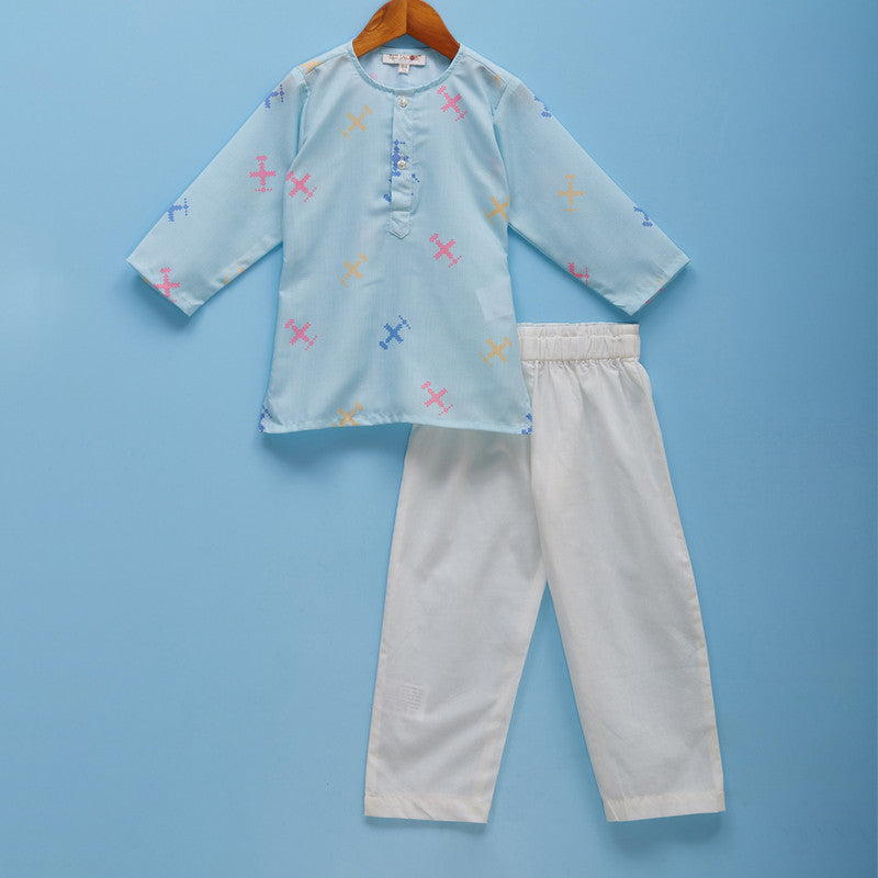 Cotton Pyjama Set | Printed | Blue、mySite、camillekostekn