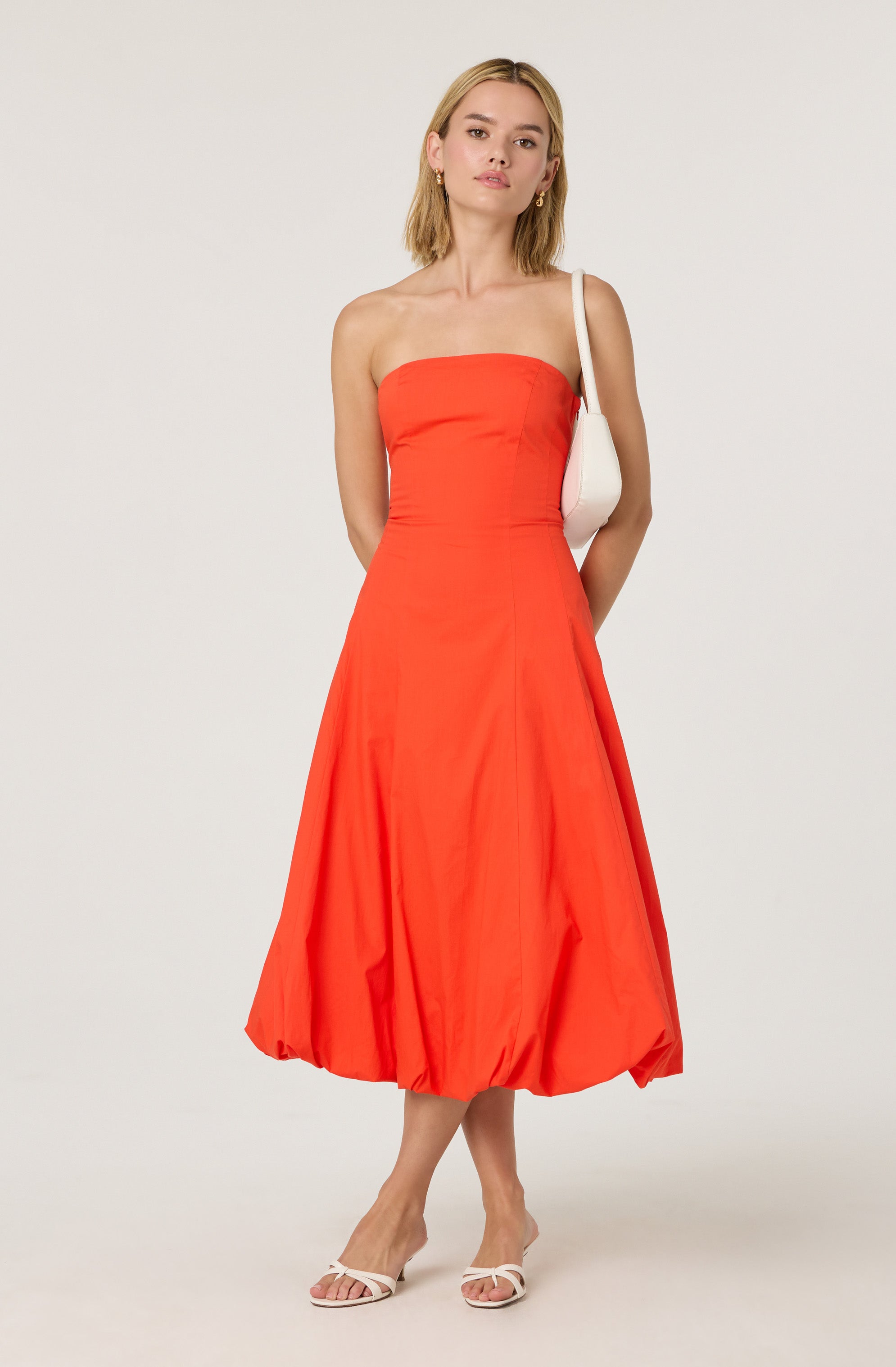 Lace Up Strapless Bubble Dress、mySite、solidvoid