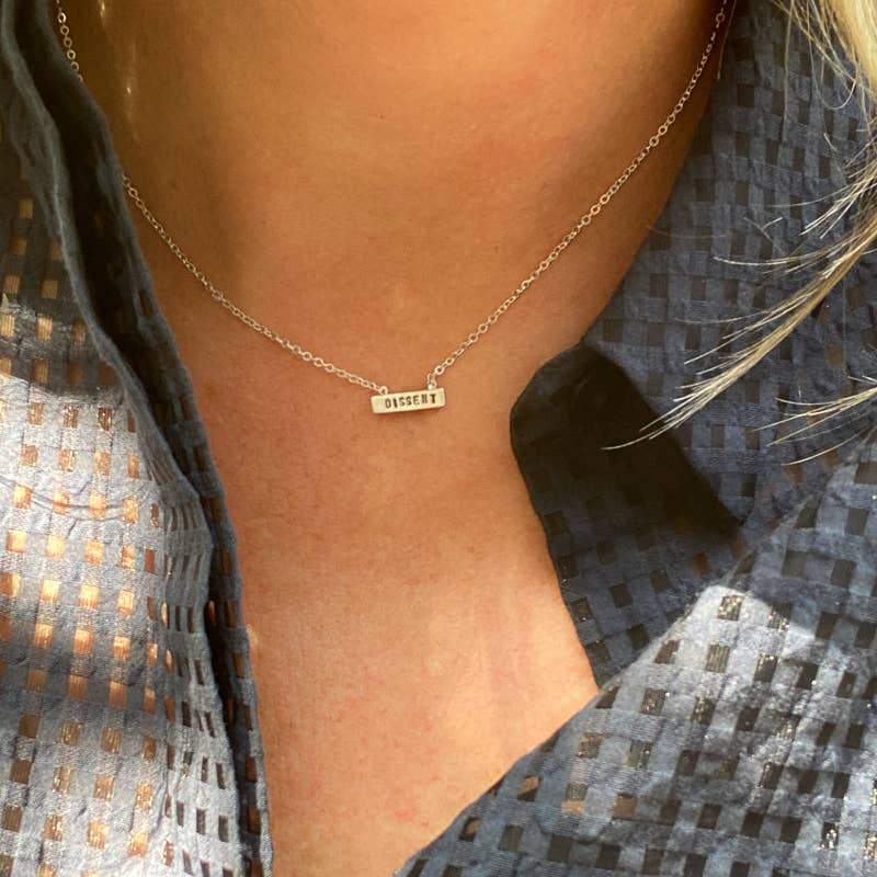 Ruth Bader Ginsburg RBG Dissent Tiny Mantra Necklace - Sterling Silver or Gold、mySite、topwebapps