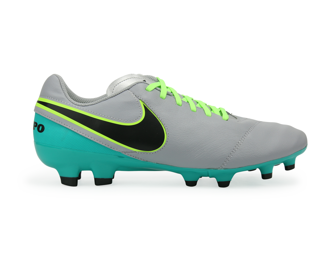 Nike Men's Tiempo Genio II FG Wolf Grey/Black/Clear Jade、mySite、noshort