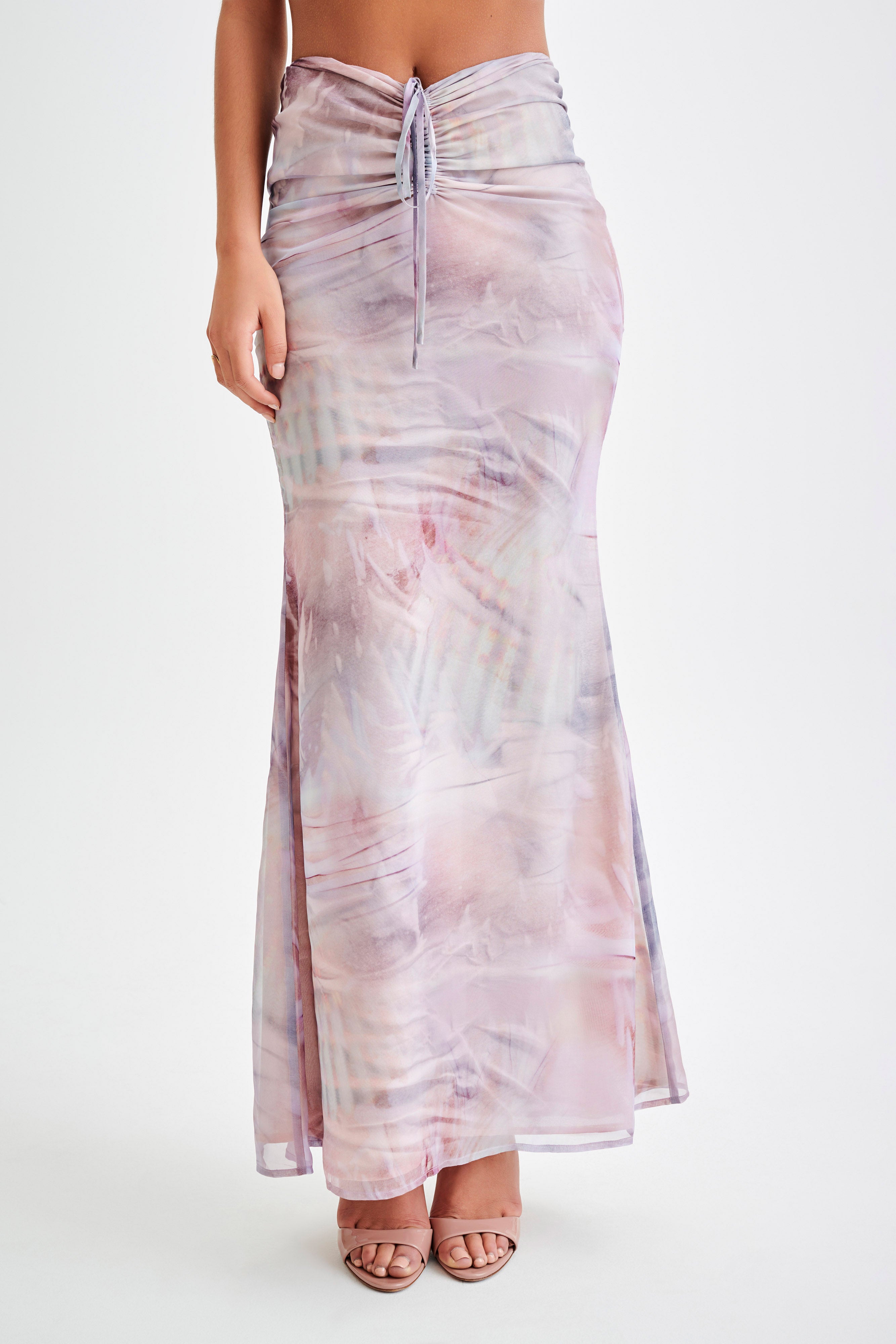 Ursula Ruched Maxi Skirt - Mermaid Shell Print、mySite、solidvoid