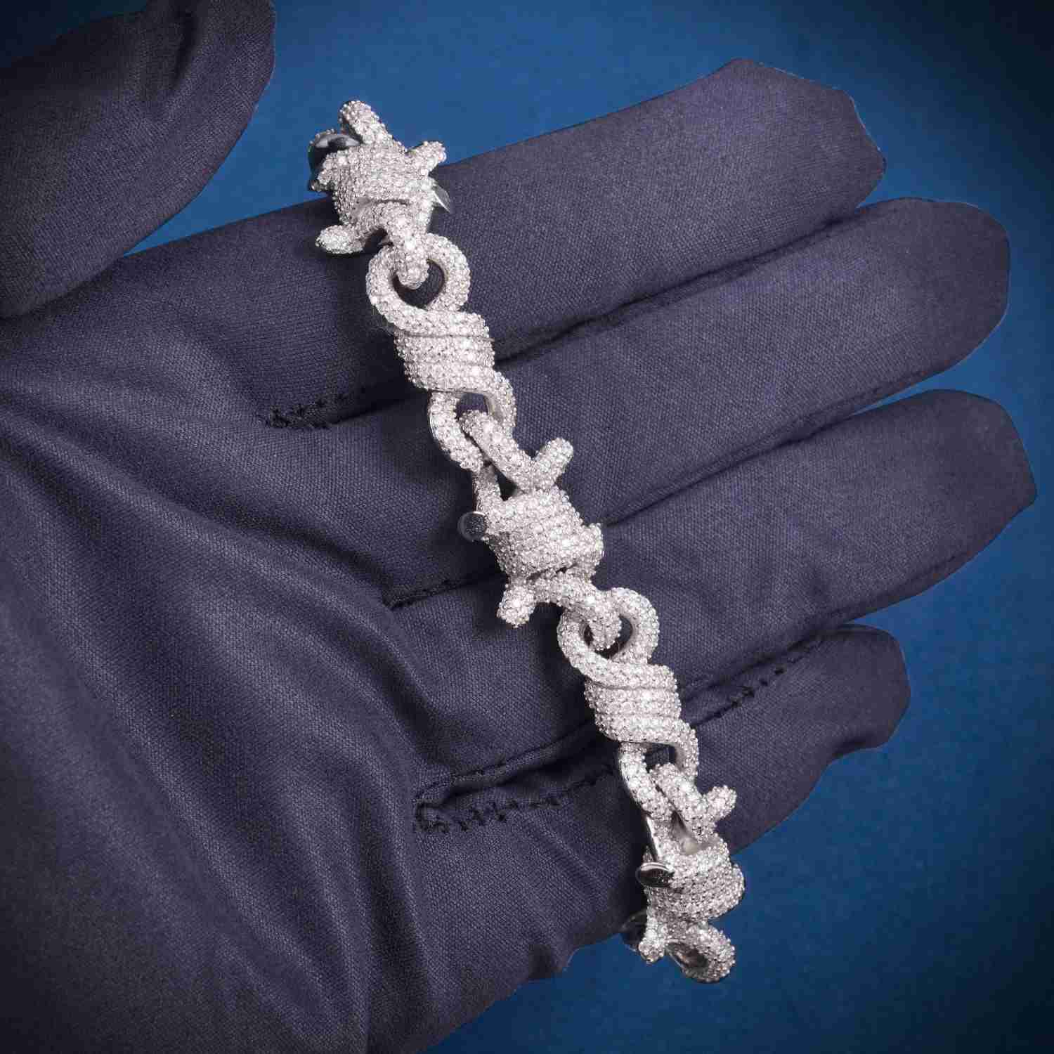 10MM Moissanite Spiked Infinity Link Bracelet 14K Gold、mySite、hinf8tx79