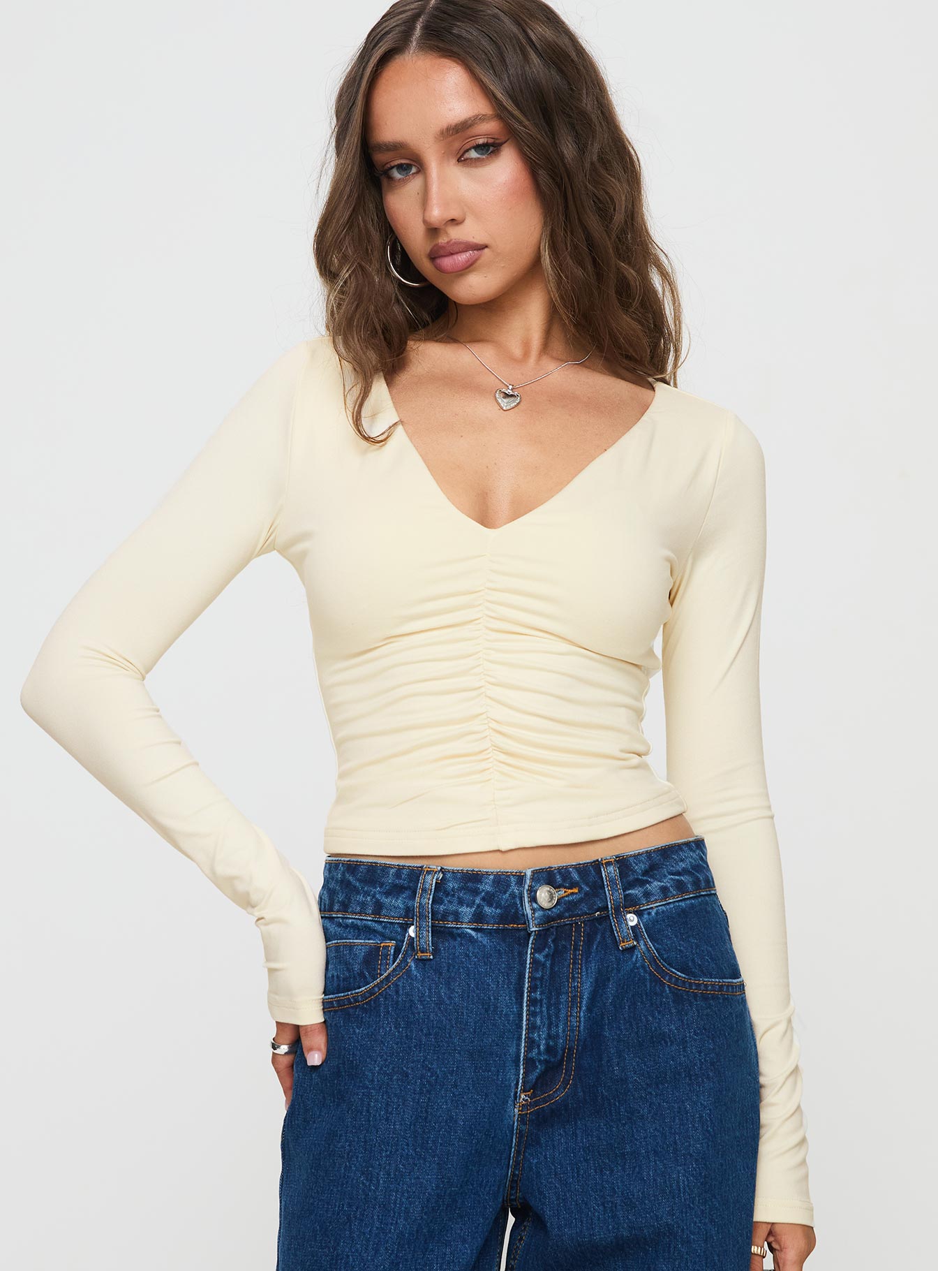 Riva Ruched Top Cream、mySite、solidvoid