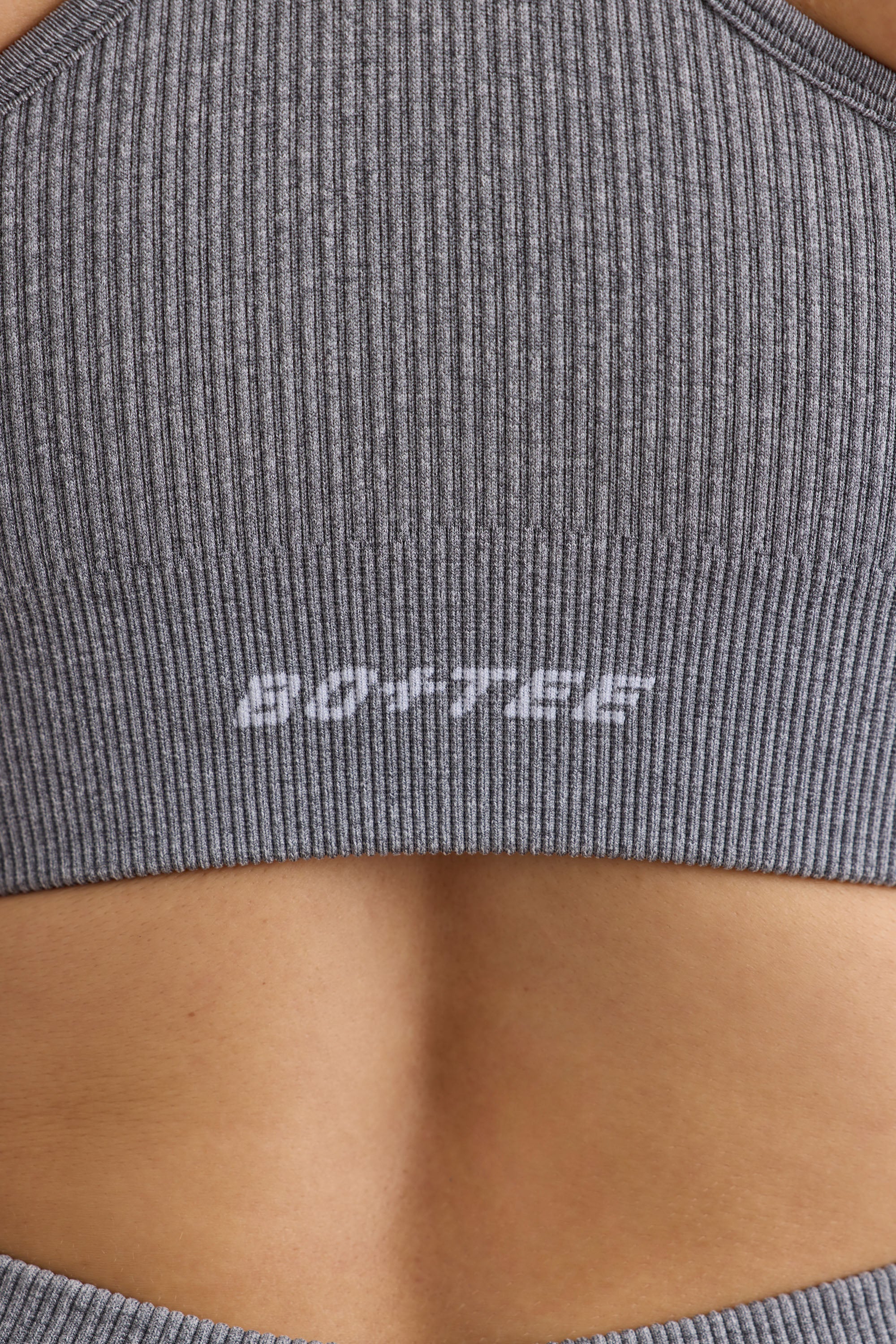 FlexiRib Wide Strap Sports Bra in Grey Melange、mySite、solidvoid