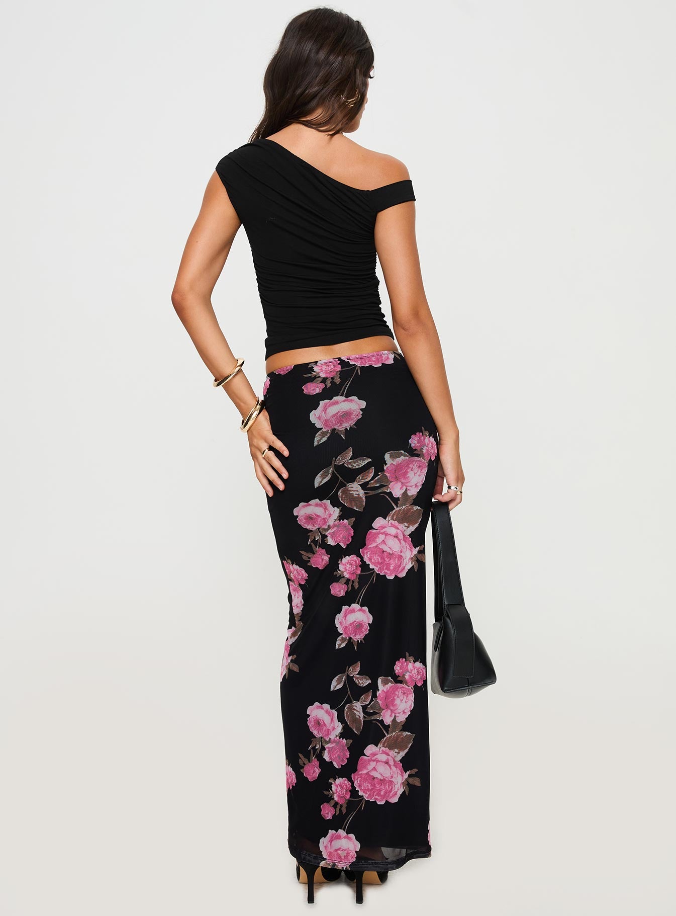 Modalla Maxi Skirt Black Floral、mySite、solidvoid