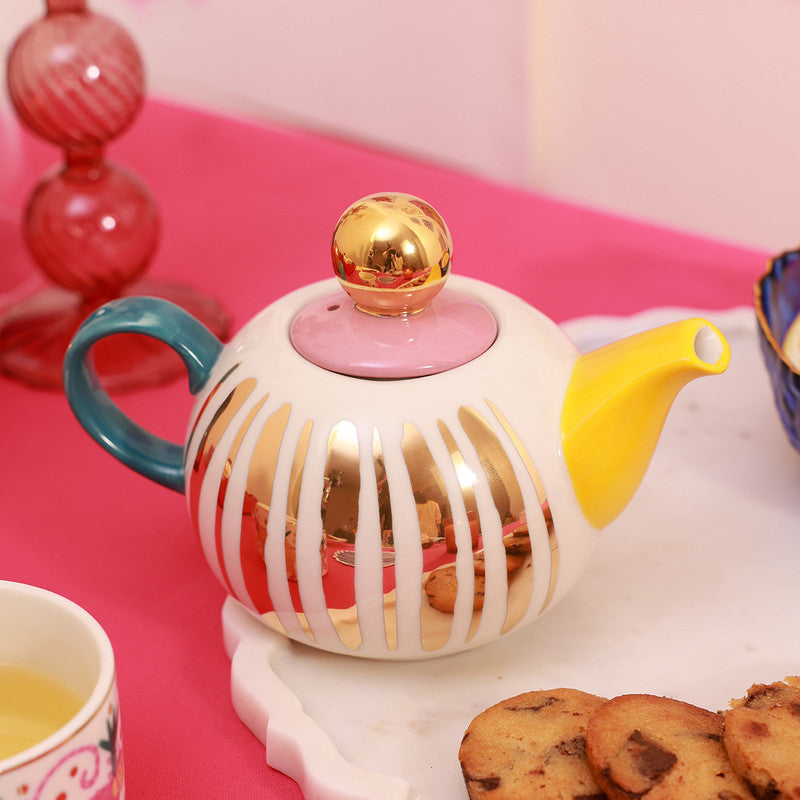 Ceramic Tea Pot Set | Tea Pot & Cups | Multicolour | Set of 3、mySite、camillekostekn