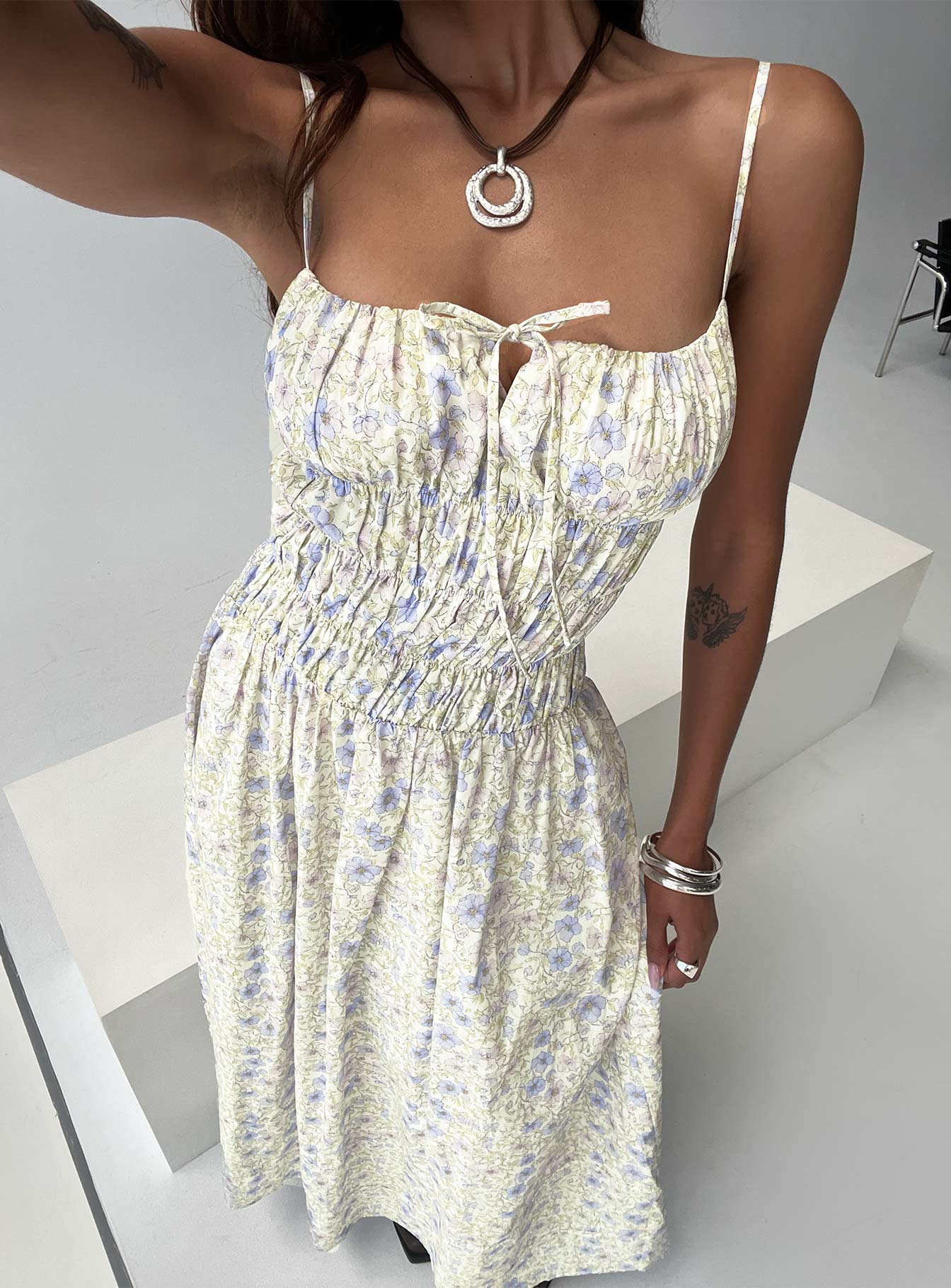 Loralei Shirred Maxi Dress Floral、mySite、solidvoid