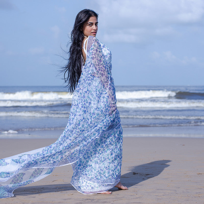 Kota Handblock Printed Saree | Blue、mySite、camillekostekn