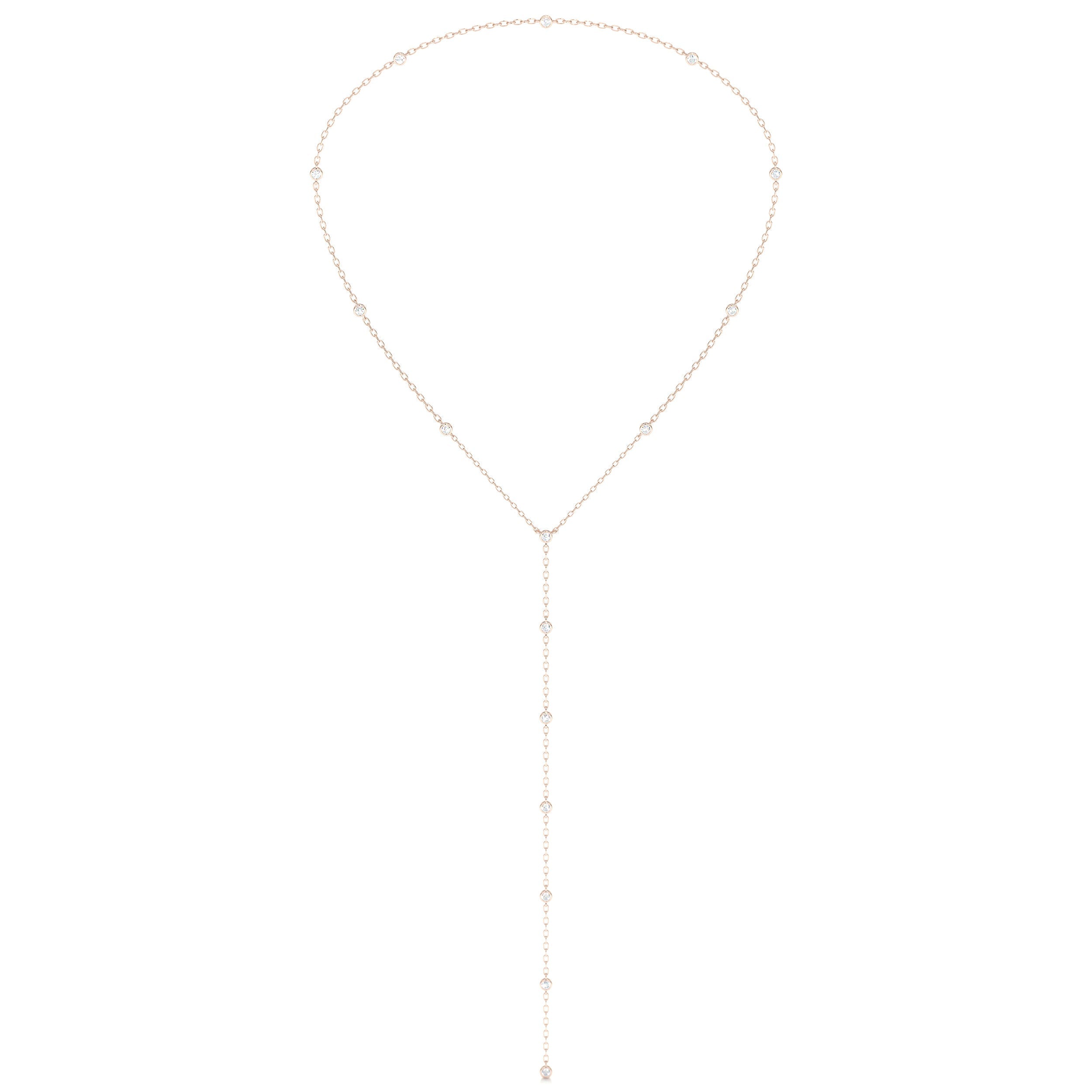 Tie Lab Grown Diamond Necklace (1.1 Carat) -14K Rose Gold、mySite、hinf8tx79