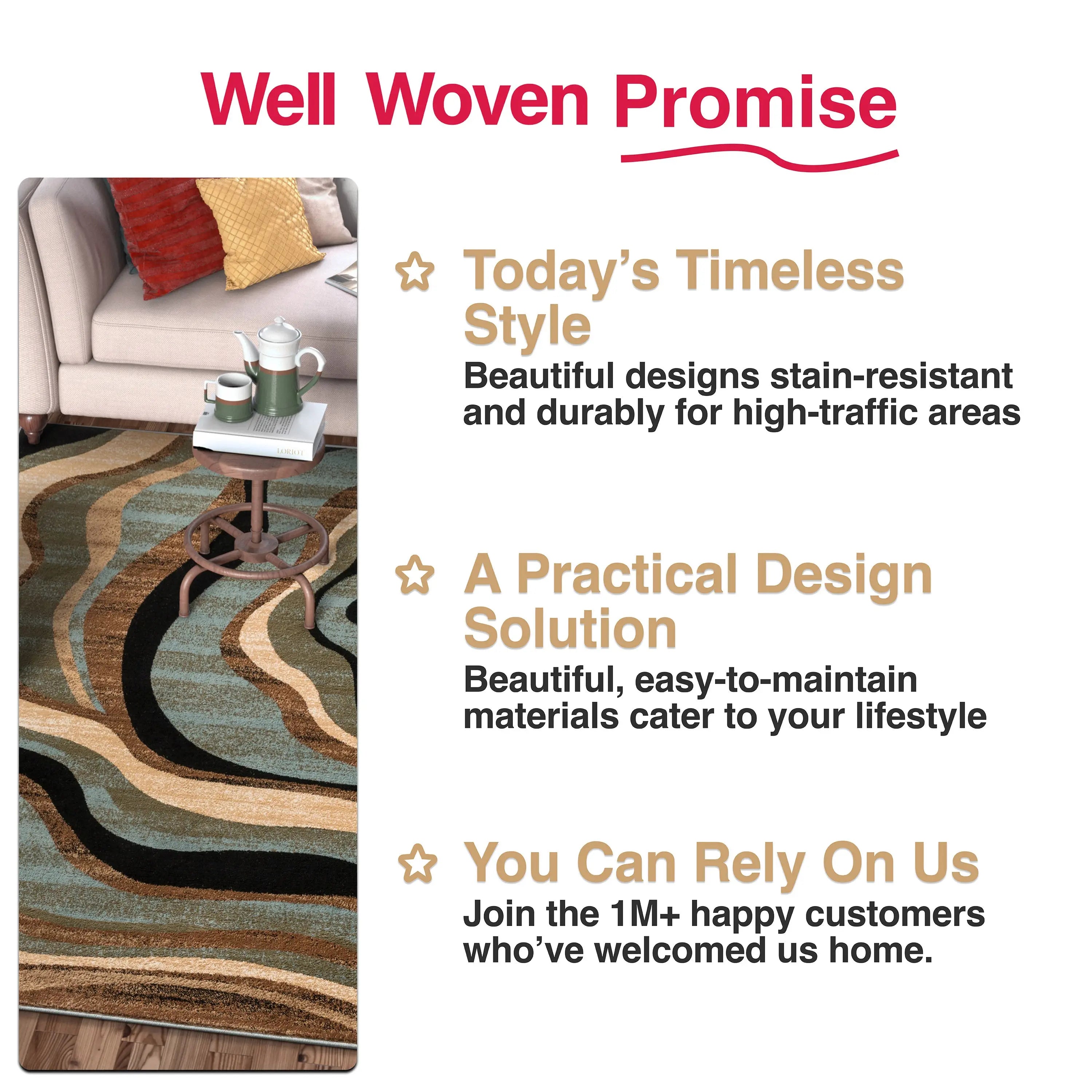 Nirvana Waves Multi Blue Modern Rug、mySite、gigharbornorthrealestate