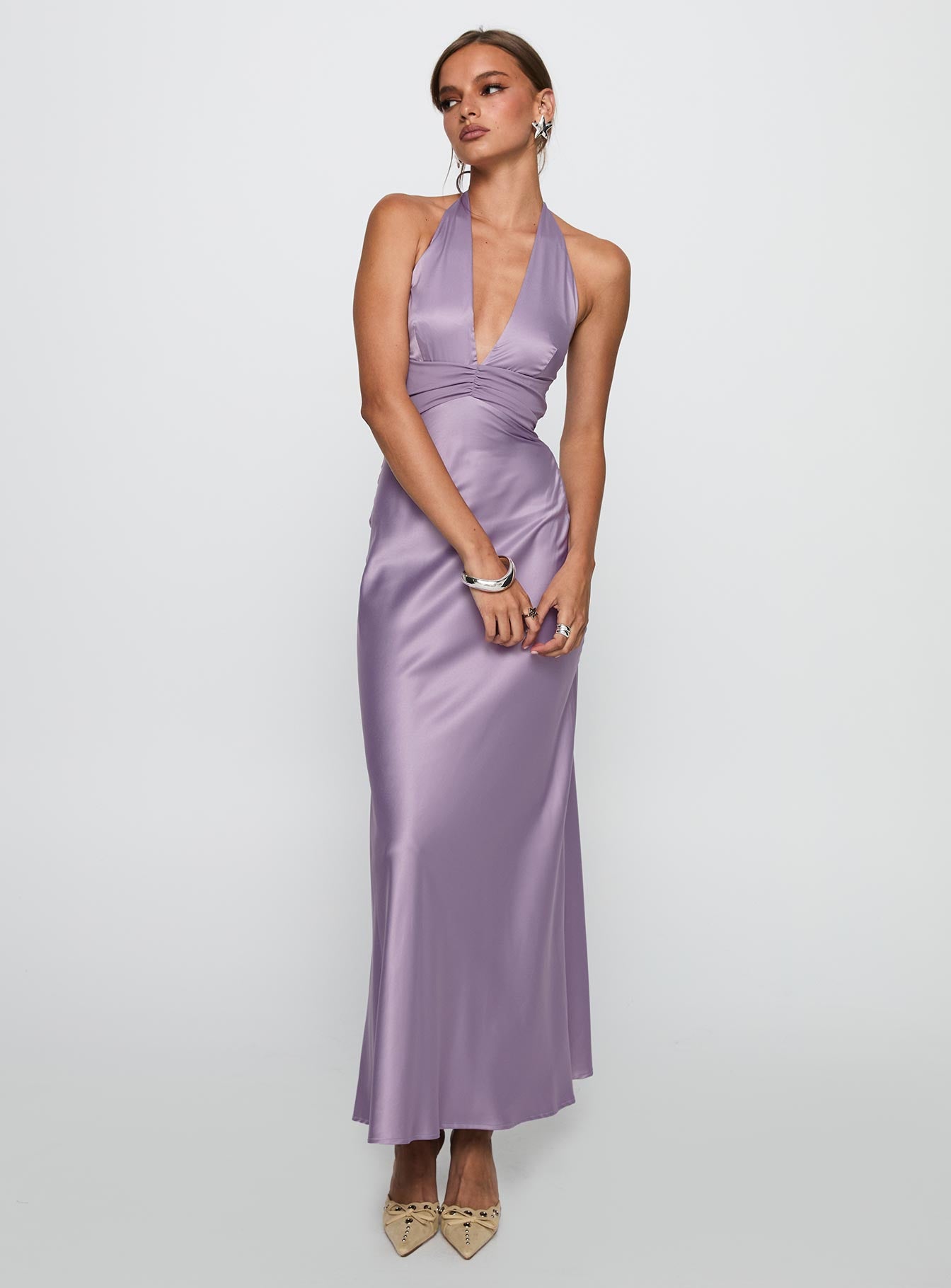 Rousseau Halter Maxi Dress Mauve、mySite、solidvoid