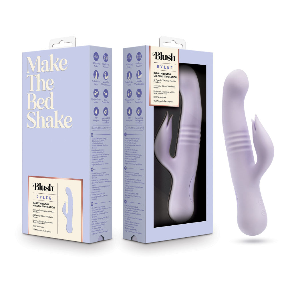 Blush | Rylee 9.25 Inch G Spot Clitoral Dual Stimulation Rabbit Vibrator In Lavender - 10 Thrusting Vibrations - Soft Silicone、mySite、bottomscart