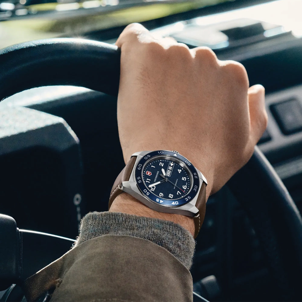  Swiss Army Quartz 42mm - Blue on Brown Leather Strap