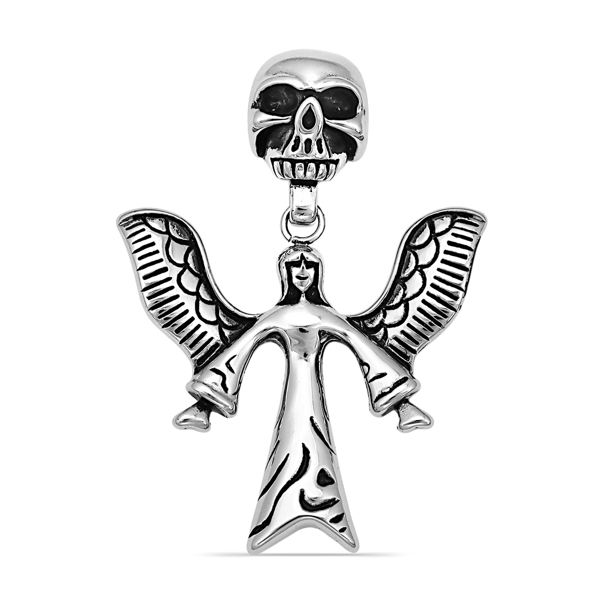 Stainless Steel Large Angel Of Death And Skull Pendant / PDL2032、mySite、dreamappss