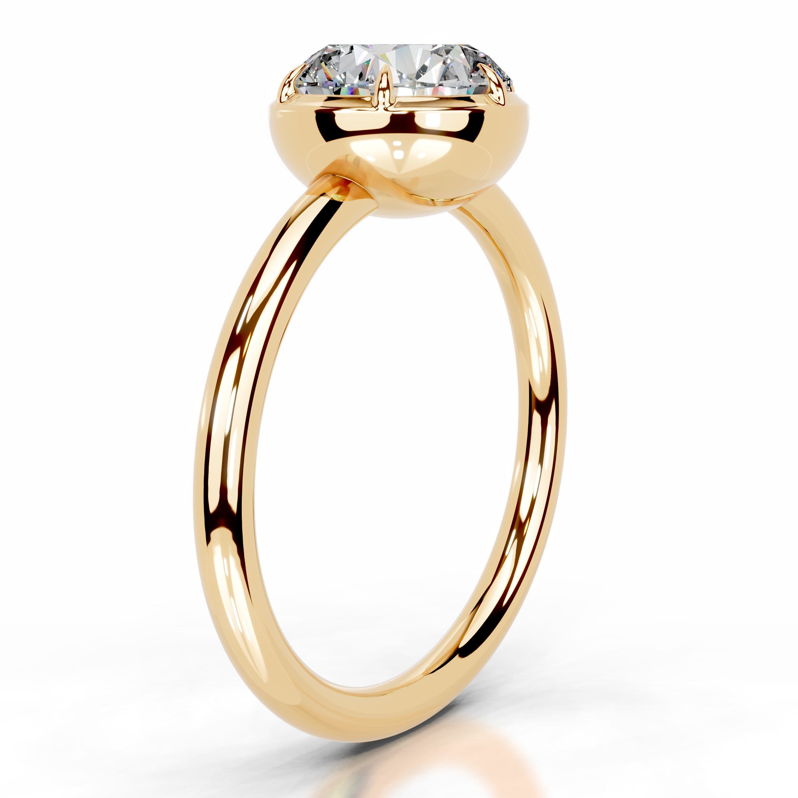 Narcisa Round Moissanite Ring - 18K Yellow Gold、mySite、hinf8tx79