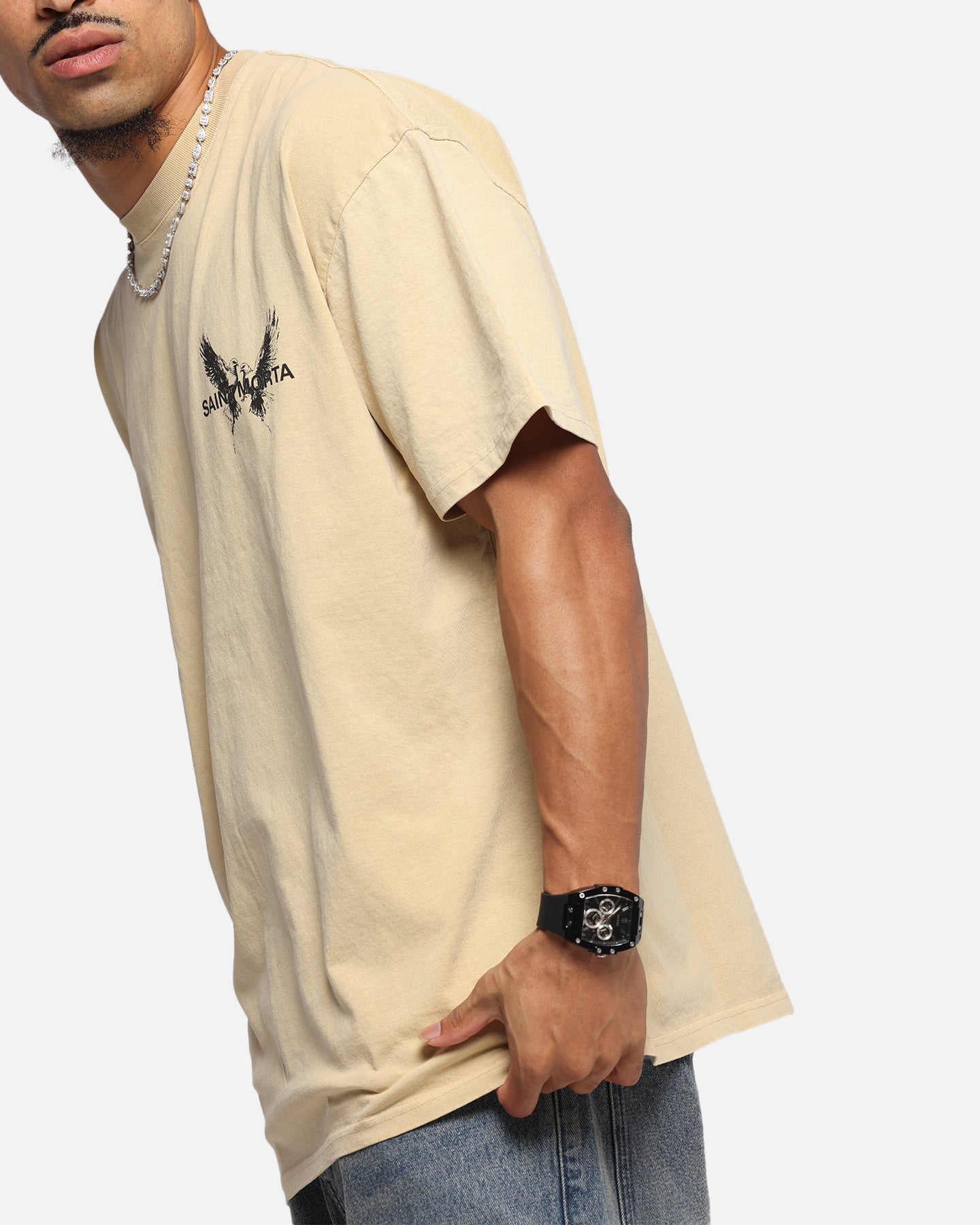 Saint Morta Black Doves Boxy T-Shirt Stone、mySite、zt4zffjzw