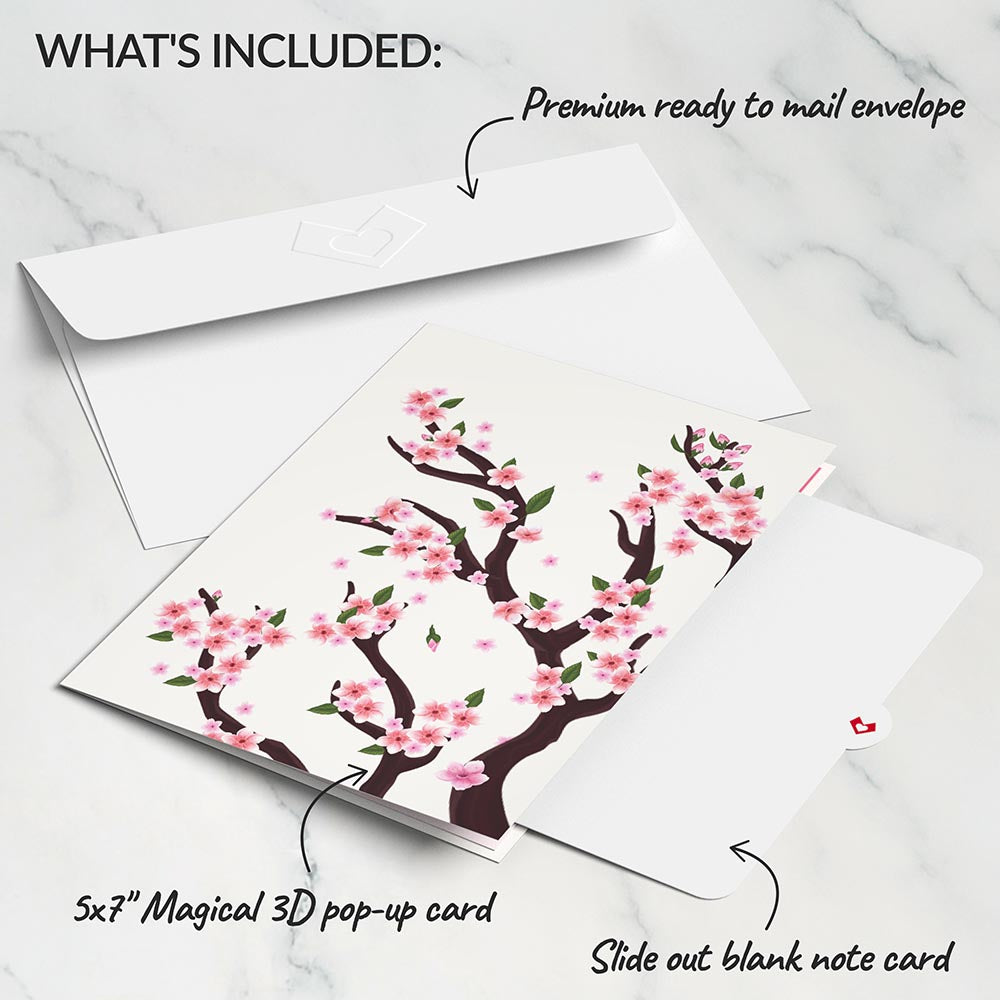 Cherry Blossom Branches in Bloom Pop-Up Card、mySite、solidvoid