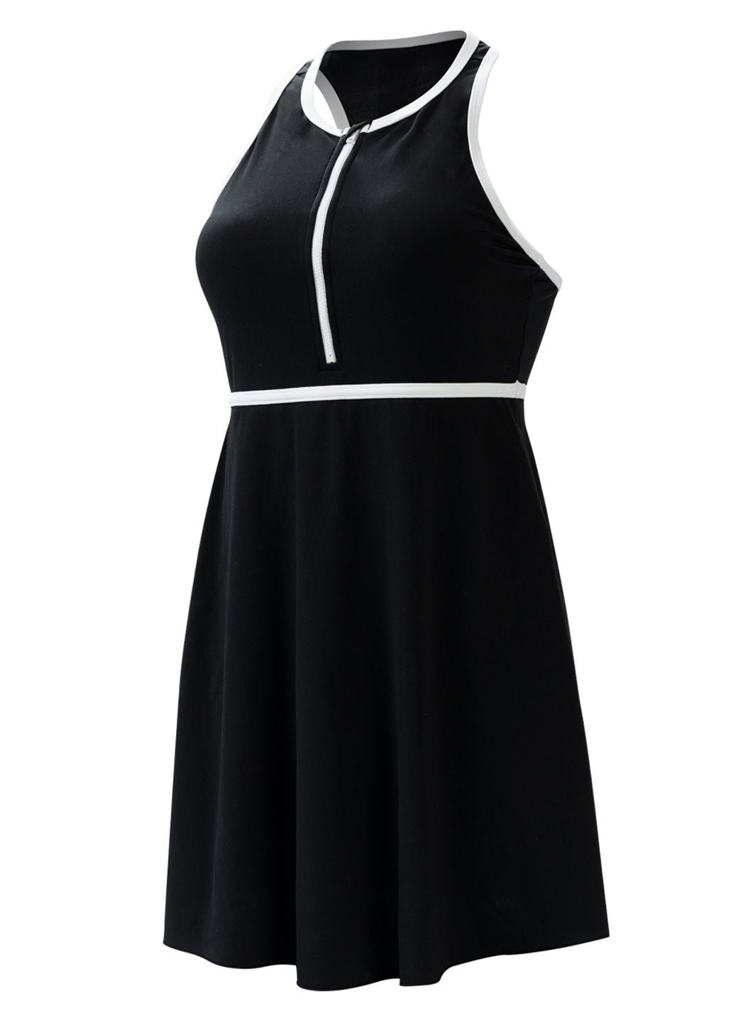 Dolfin Women's Aquashape Zip Front Fit and Flare Swim Dress、mySite、noshort