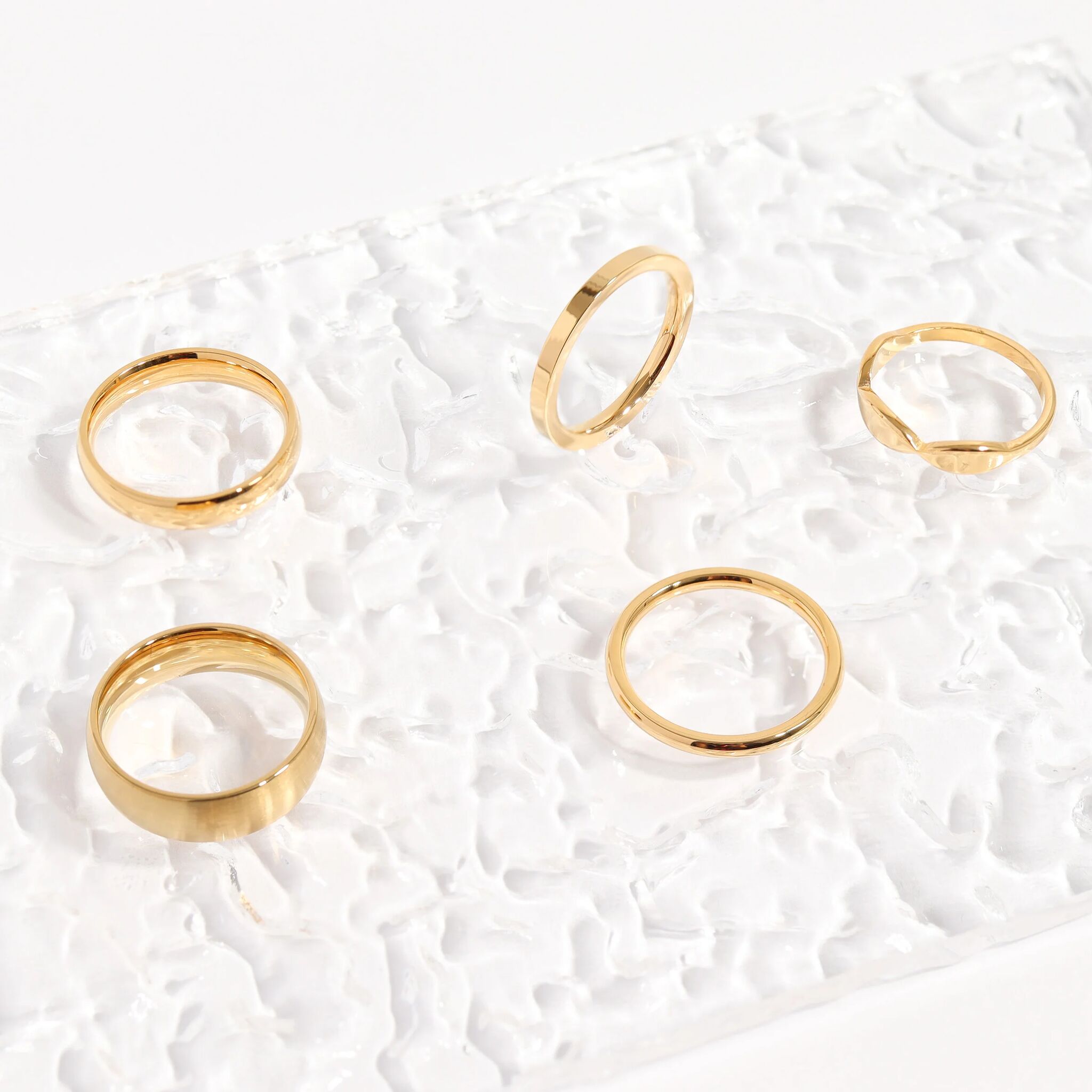 18K Gold PVD Stainless Steel Flat Blank Ring / CFR7025、mySite、dreamappss