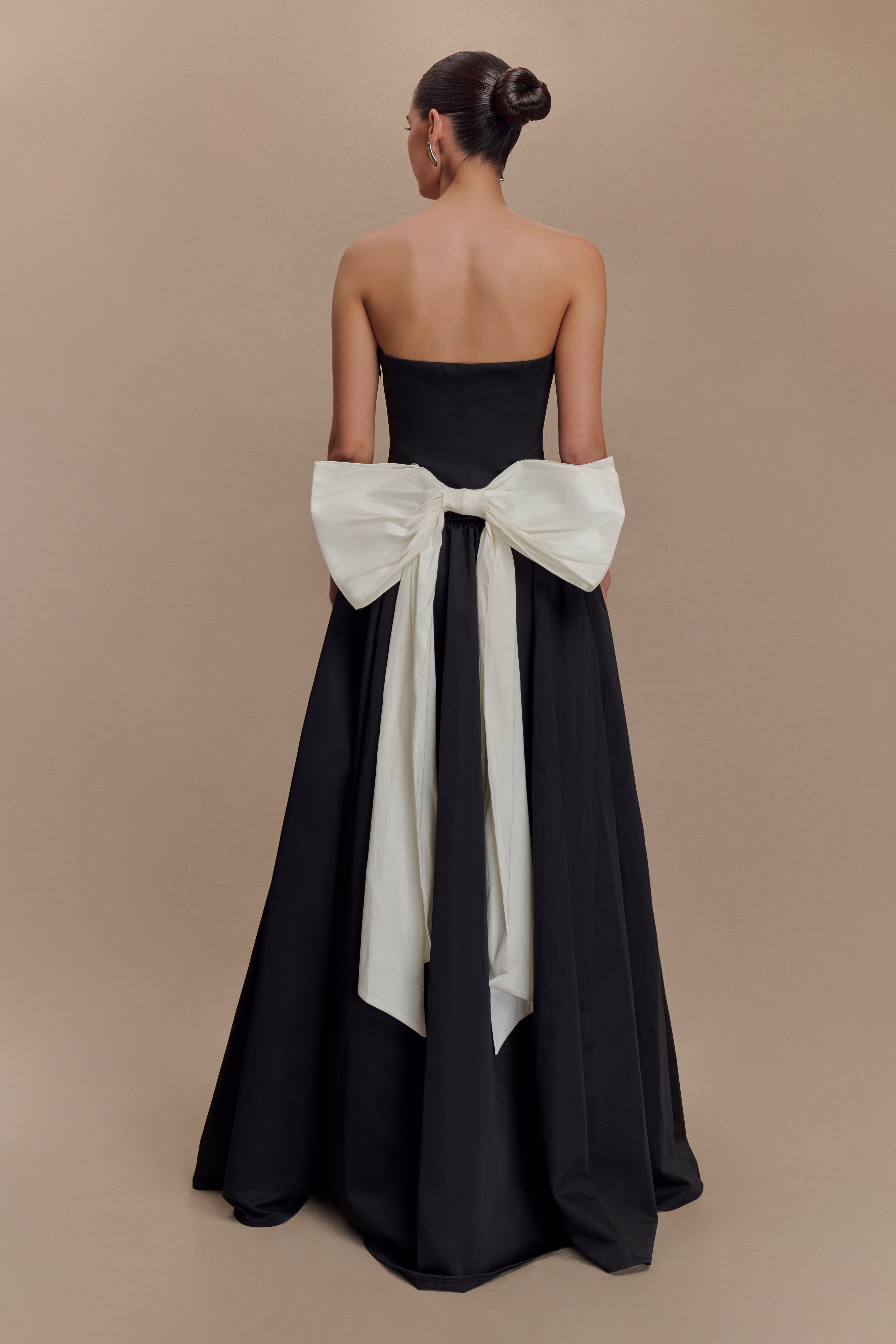 Frances Strapless Bow Maxi Dress - Black、mySite、solidvoid