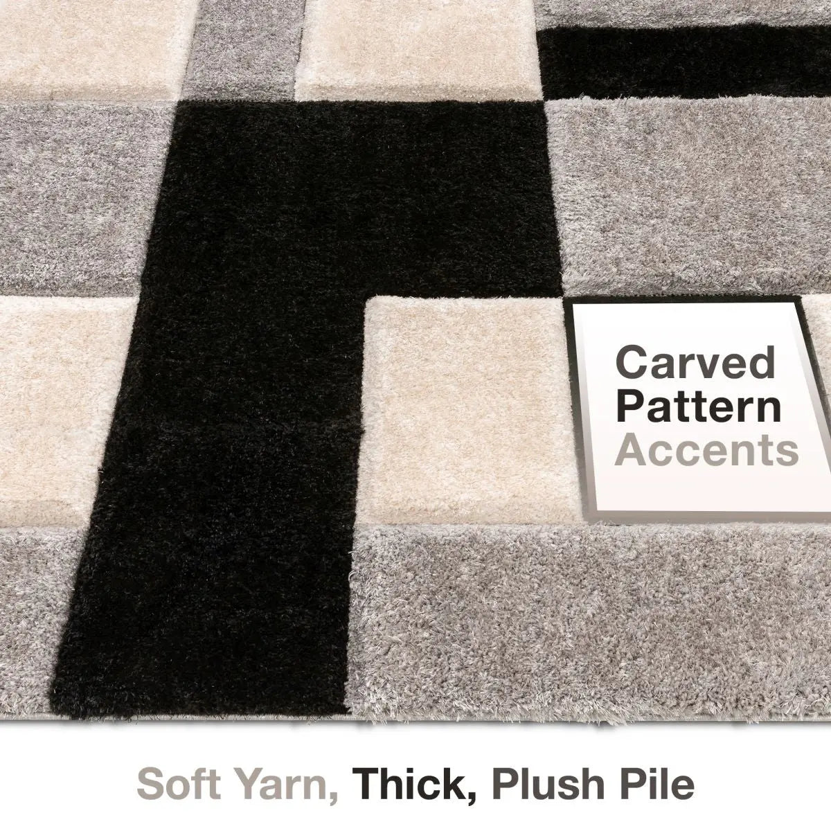 Escondido Black Modern Geometric 3D Textured Shag Rug、mySite、gigharbornorthrealestate