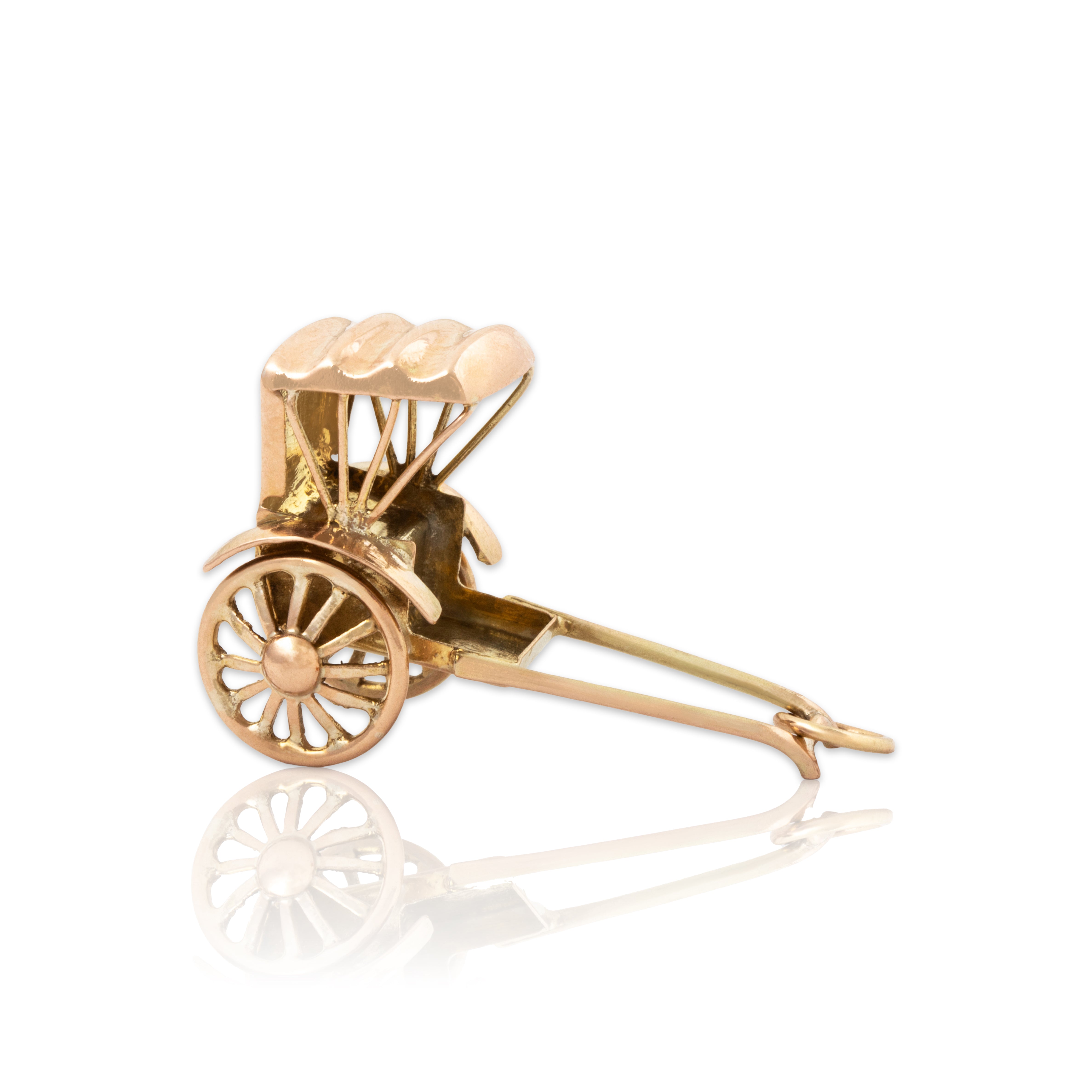 Vintage Large 14k Yellow & Rose Gold Articulated Rickshaw Cart Charm / Pendant、mySite、hinf8tx79