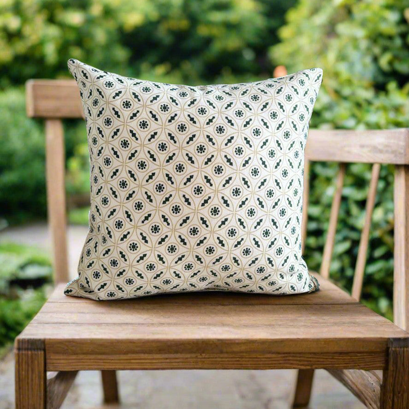 Cotton Printed Cushion Cover | Green | 40 x 40 cm | Set of 2、mySite、camillekostekn