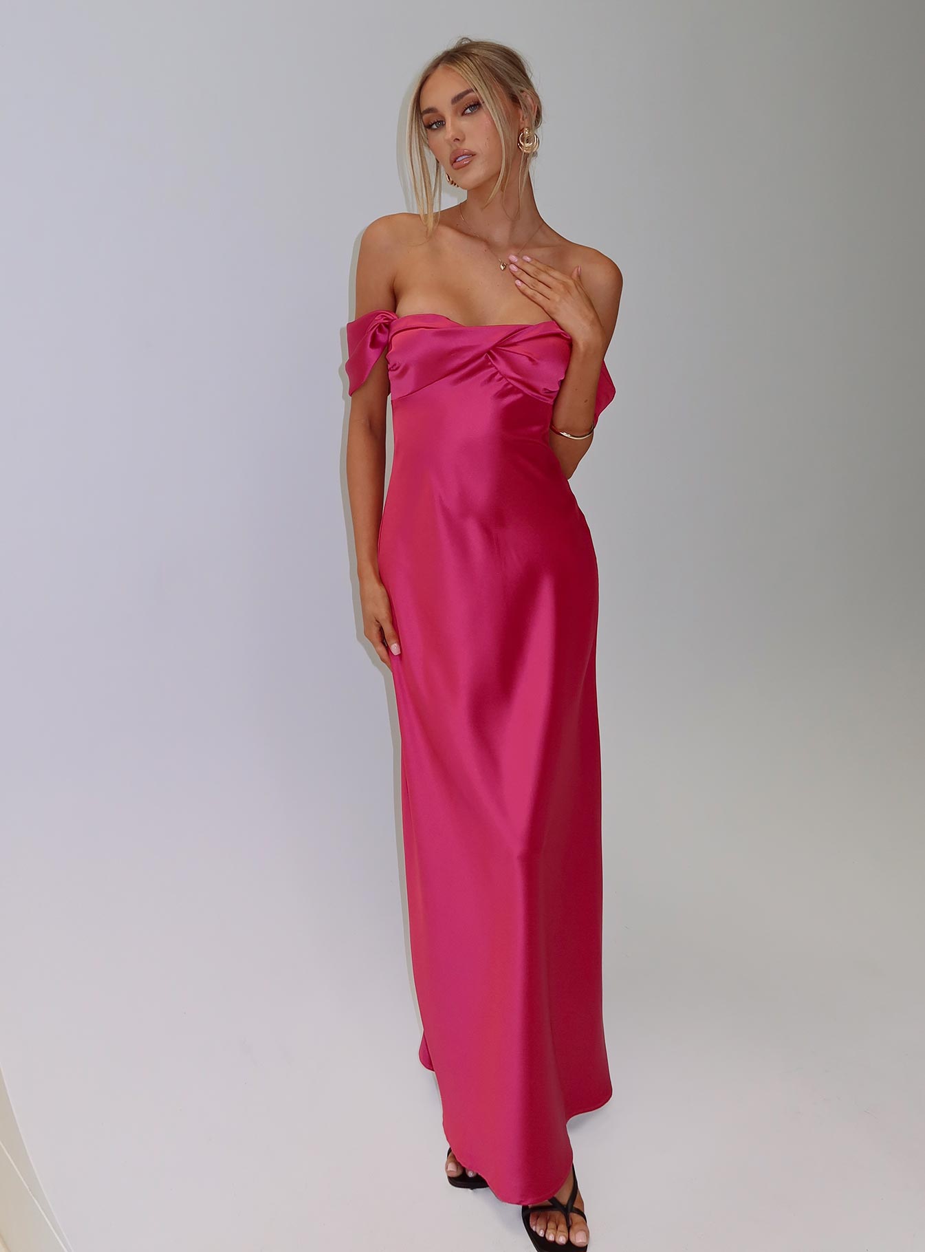 Live For You Off The Shoulder Maxi Dress Hot Pink、mySite、solidvoid