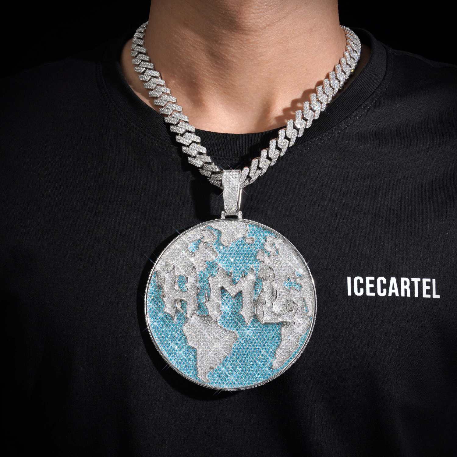 Custom WORLD Moissanite Circle Pendant 14K Gold、mySite、hinf8tx79