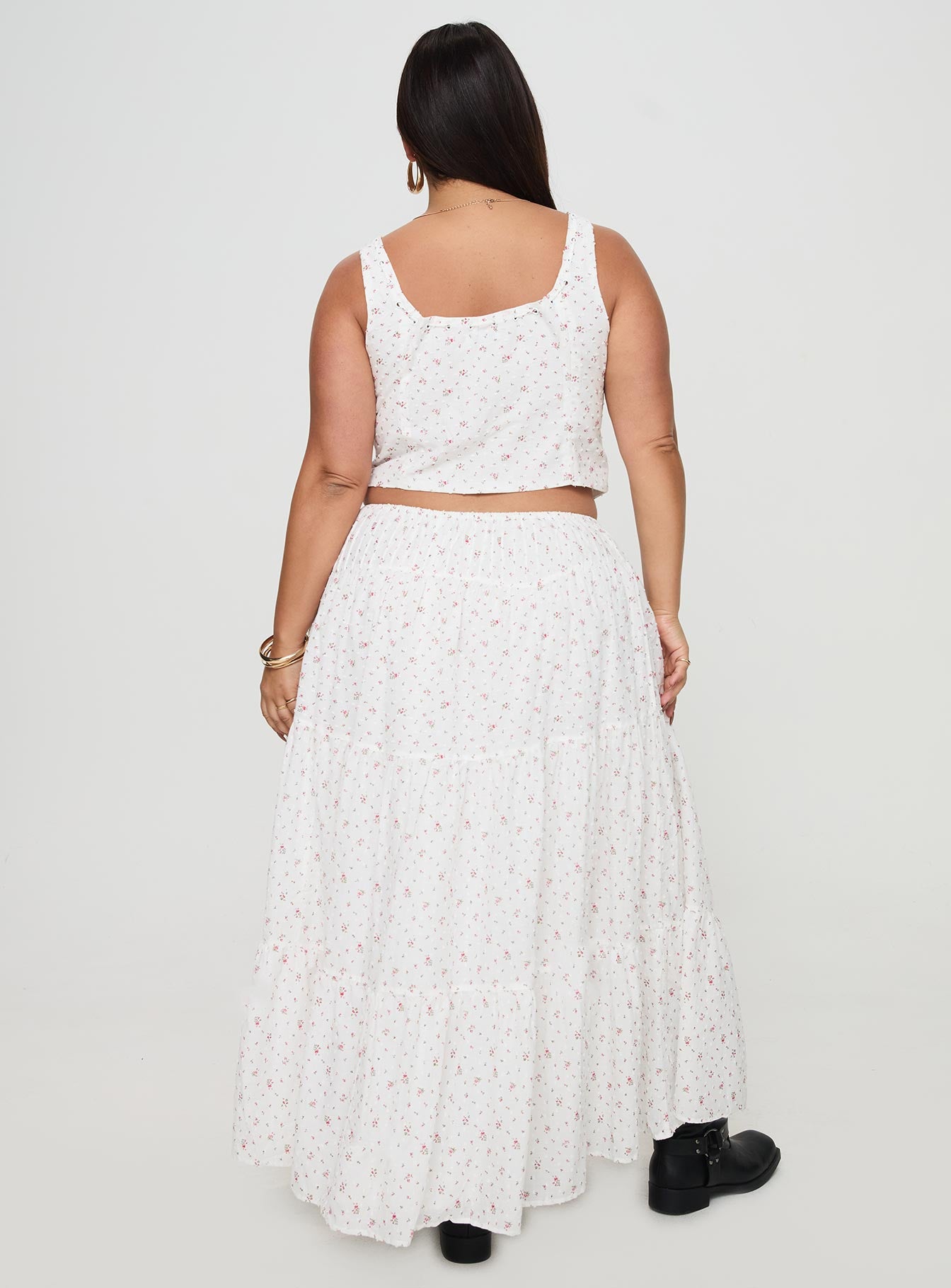 Cherry On Top Maxi Skirt White Floral Curve、mySite、solidvoid