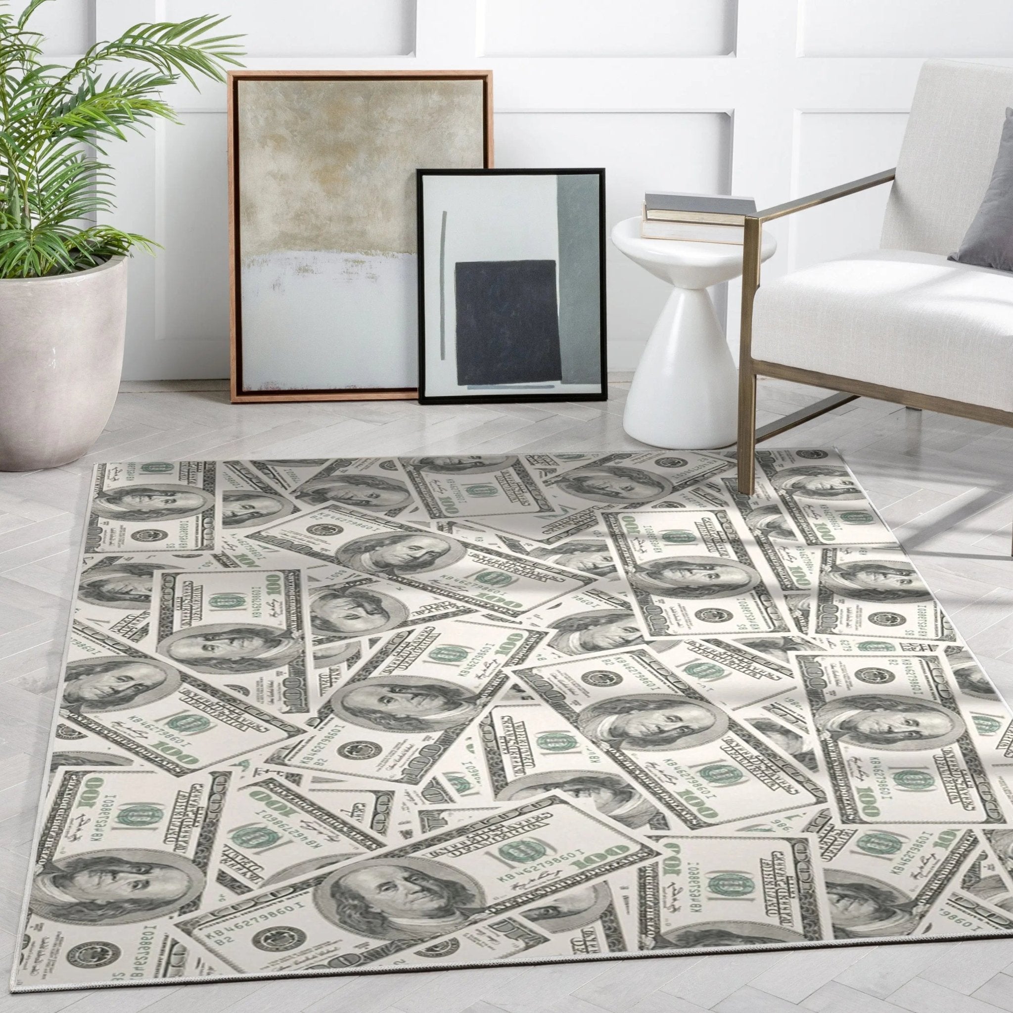 Classic Hundred Dollar Bill 2006A Stacked Green Area Flat-Weave Rug、mySite、gigharbornorthrealestate