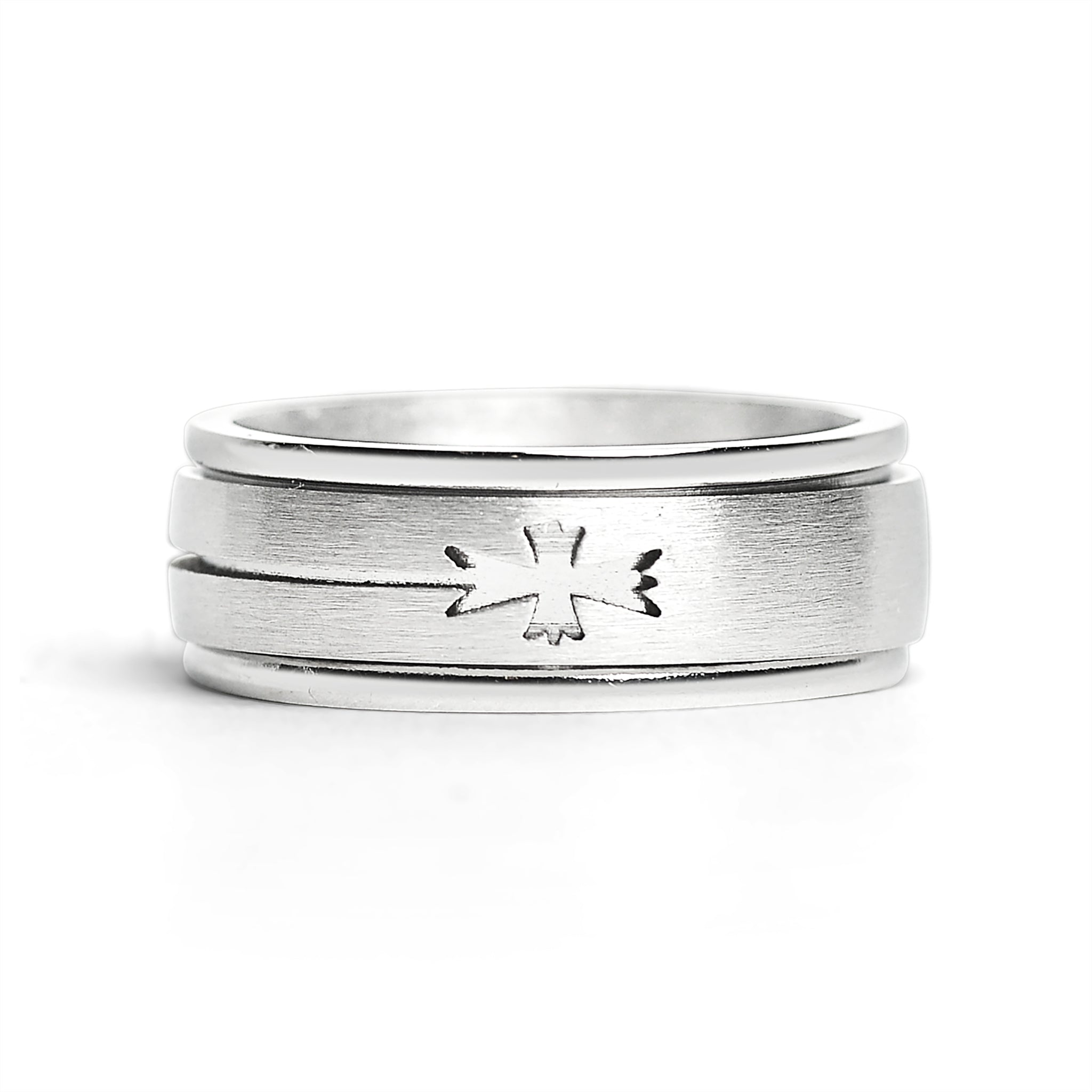 Stainless Steel Cutout Cross Spinner Ring / SRJ2434、mySite、dreamappss