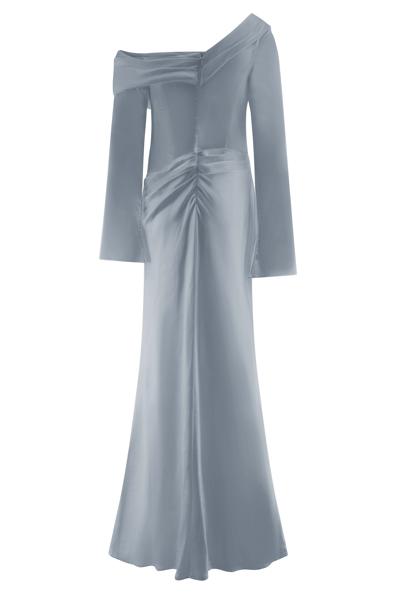 Iris Long Sleeve Satin Maxi Dress - Frosted Blue、mySite、solidvoid