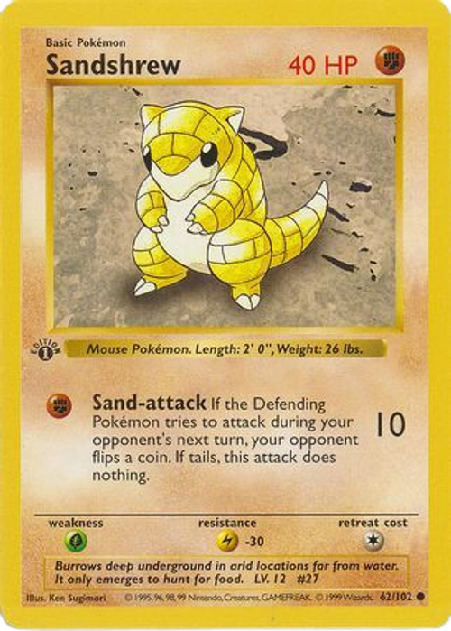 Sandshrew - 62/102 - Common 1st Edition、mySite、waistdrama
