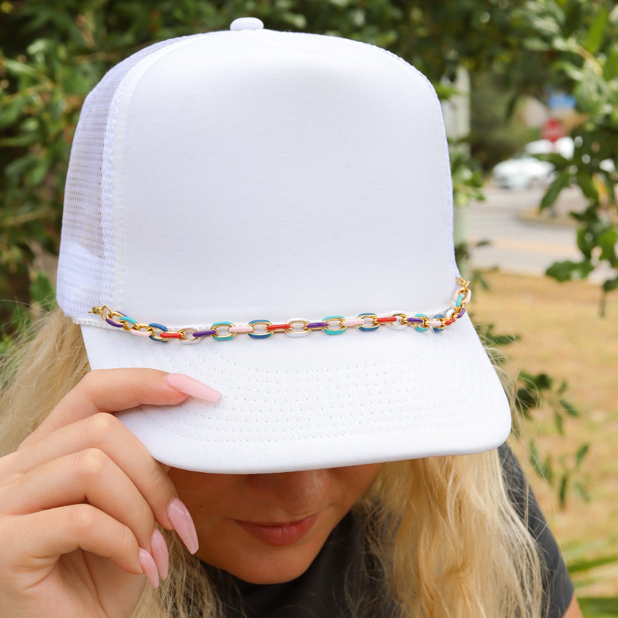 18K Gold PVD Stainless Steel Multi-Colored Cable Chunky Trucker Hat Chain / CHN0035、mySite、dreamappss