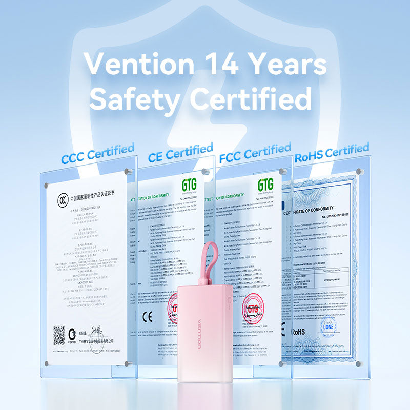 Vention 10000mAh Power Bank (USB-C + Lightning + USB-A) 22.5W LED Display Type、mySite、fannypackpong