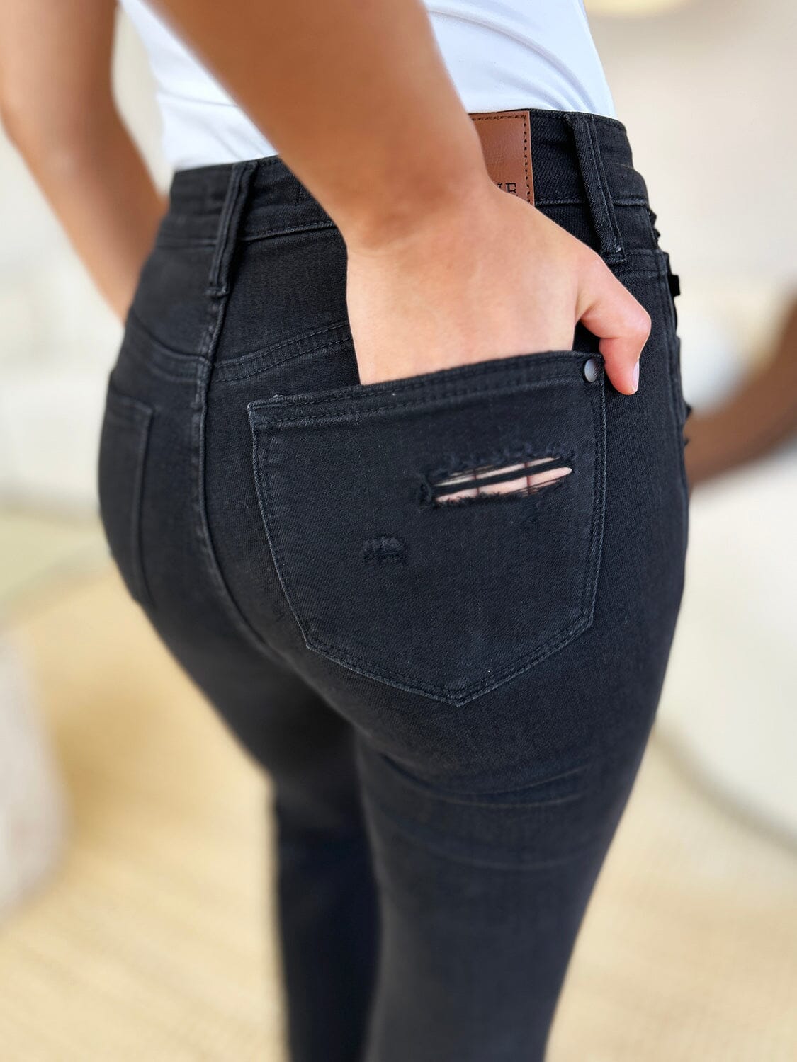 Judy Blue Full Size High Waist Distressed Flare Jeans、mySite、camillekostekn