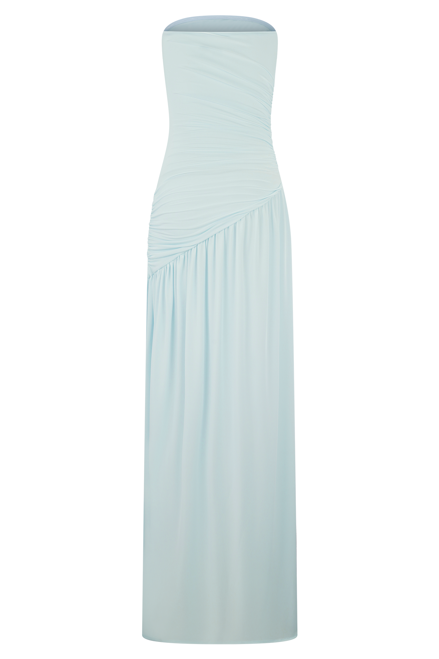 Bex Strapless Slinky Maxi Dress With Split - Pale Blue、mySite、solidvoid