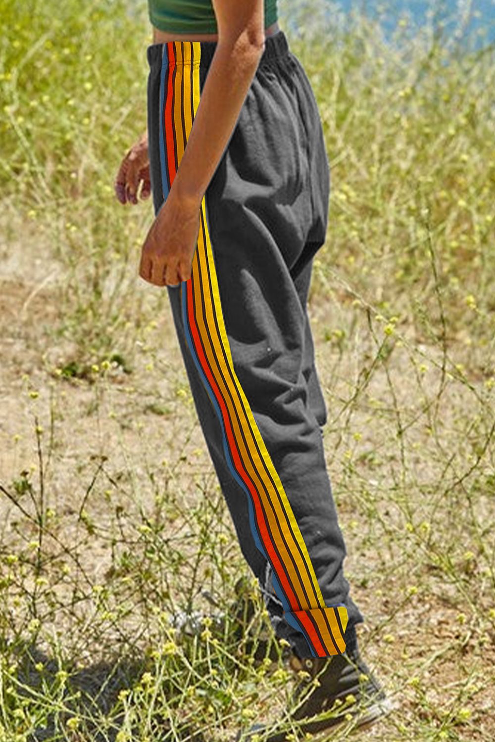  Contrast Striped Elastic Waist Active Pants、mySite、justintrudeaud