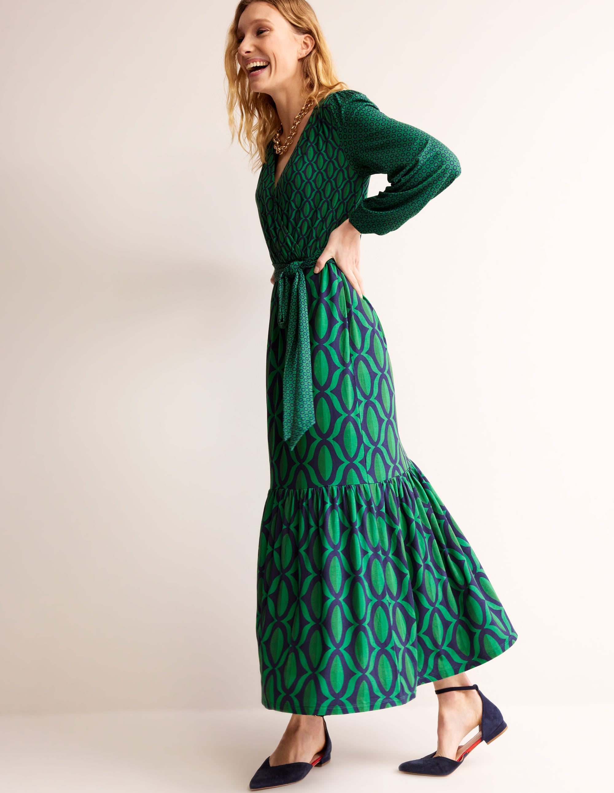 Jersey Maxi Wrap Dress-Veridian Green, Geo Valley、mySite、ashleygrahame