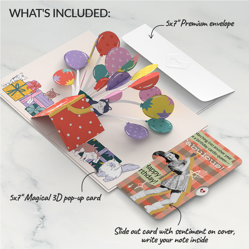 Curious Cats Birthday Pop-Up Card and Cardio Queen Sentiment Set、mySite、solidvoid