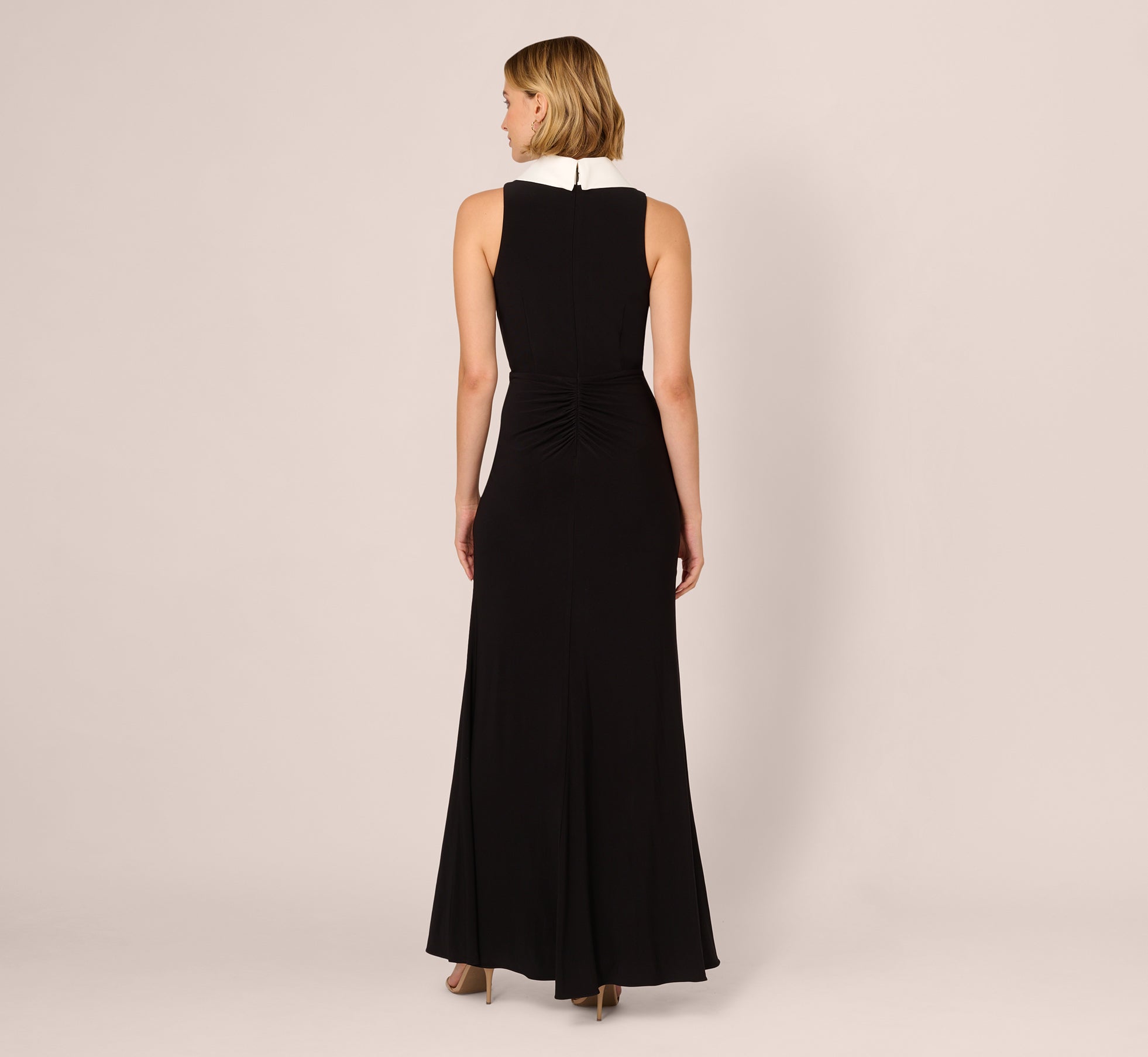 Shawl Collar Jersey Gown In Black Ivory、mySite、solidvoid