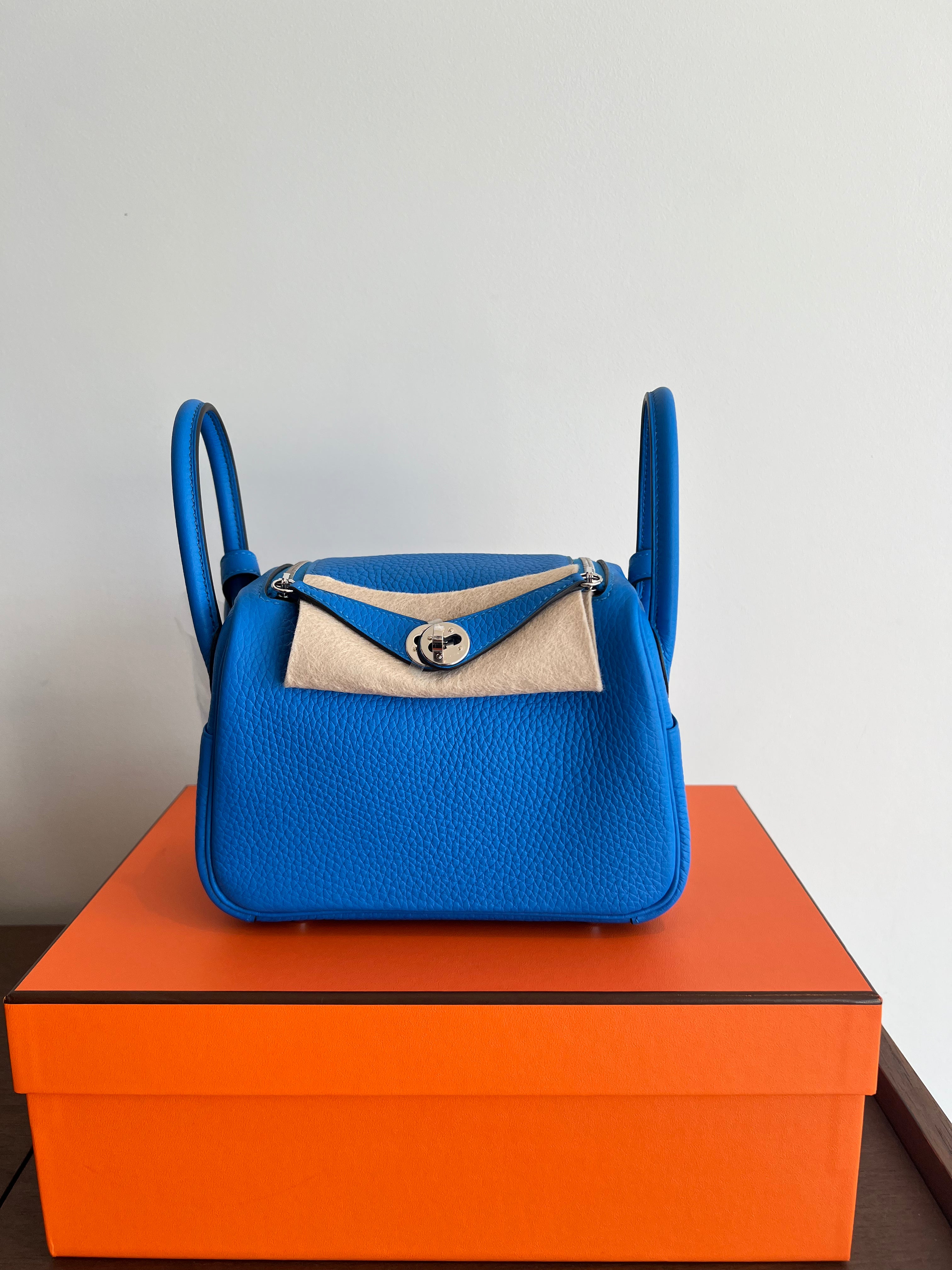 Hermès Mini Lindy Bleu Hydra Clemence PHW、mySite、garminoutage.com